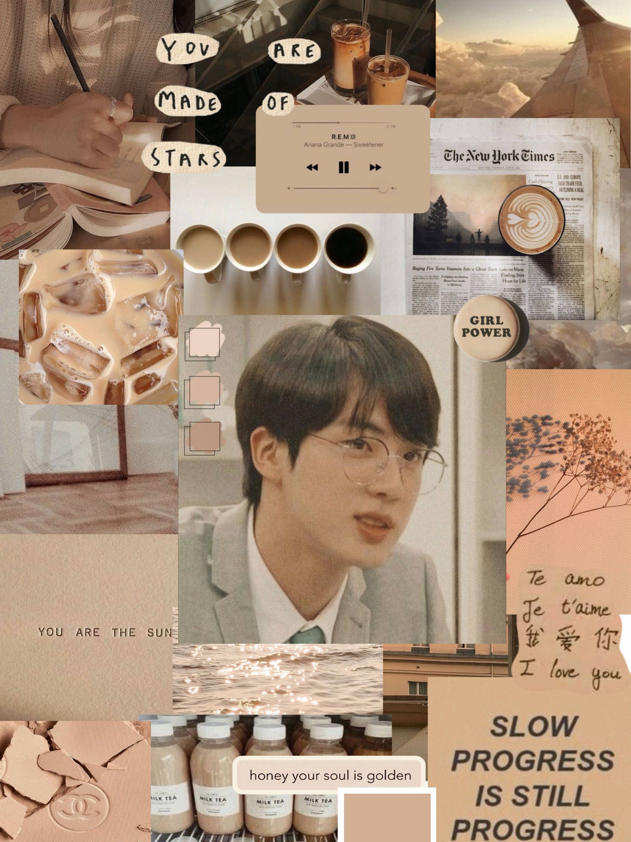 米棕色美学 BTS Jin 壁纸