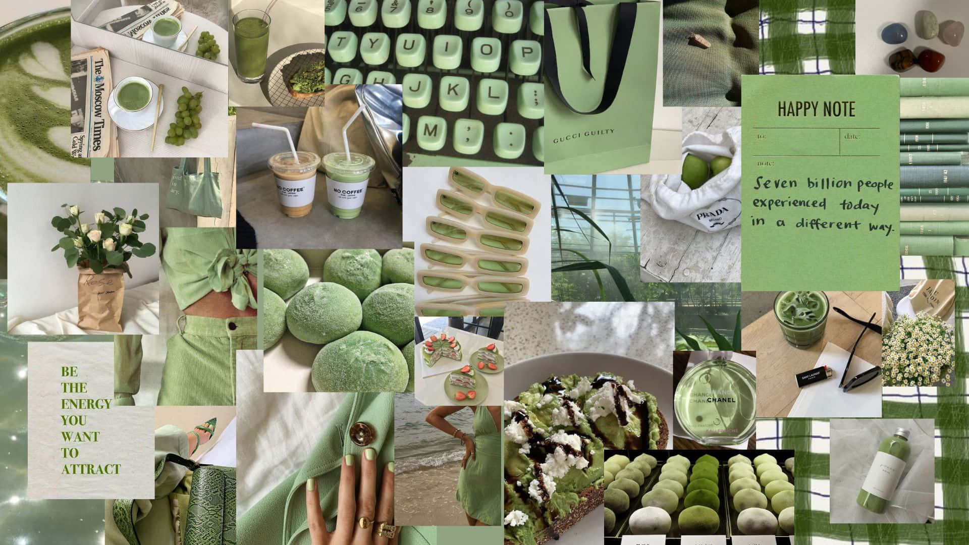 粉彩拼贴美学绿色图片 壁纸