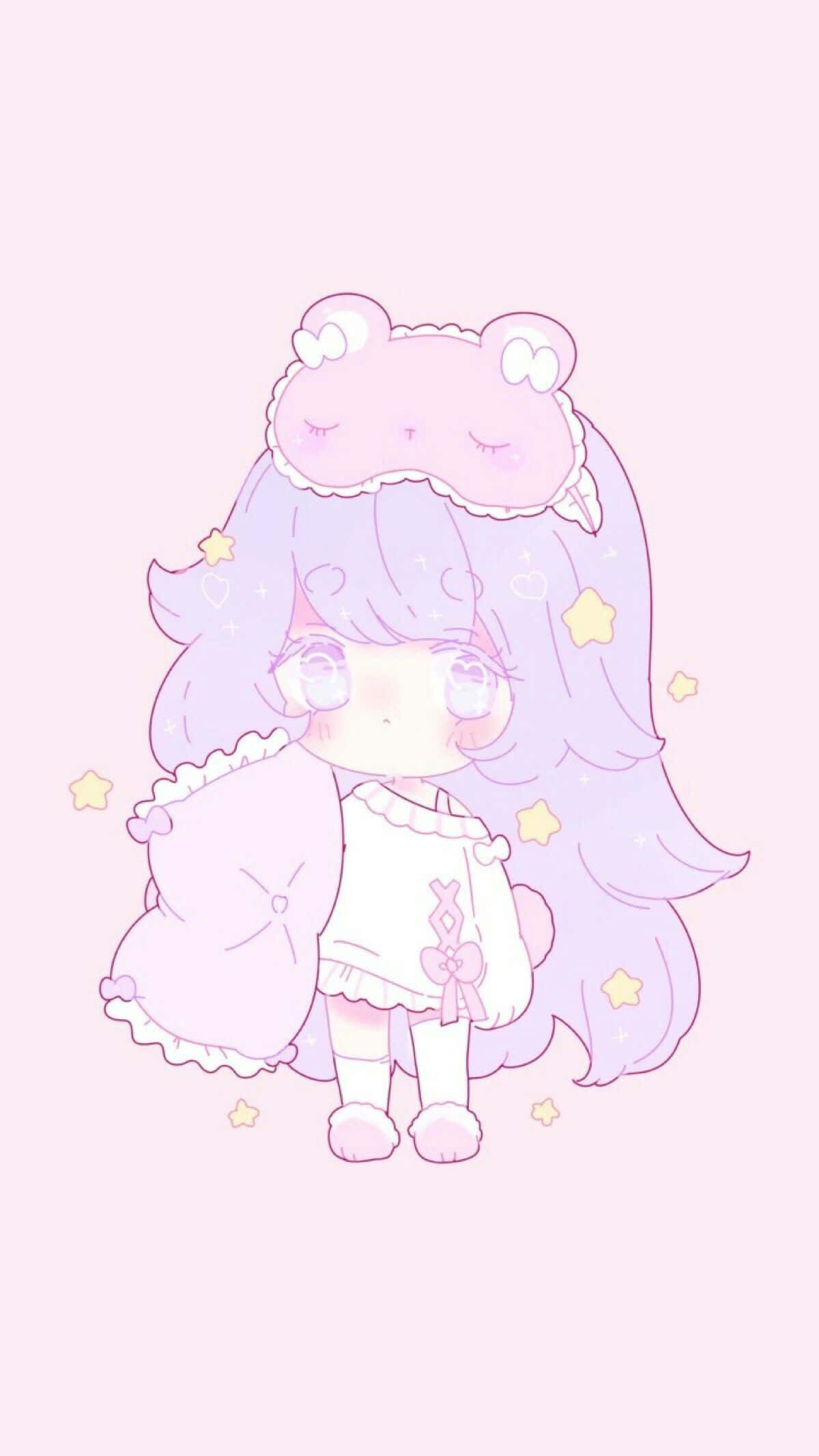 粉彩粉美学动漫小女孩 壁纸