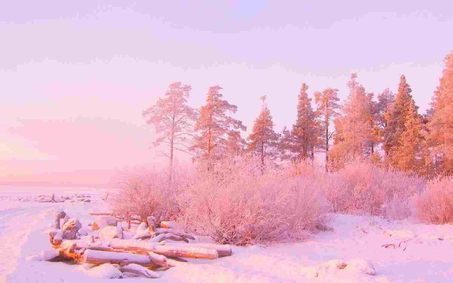 粉彩雪景美学电脑壁纸 壁纸