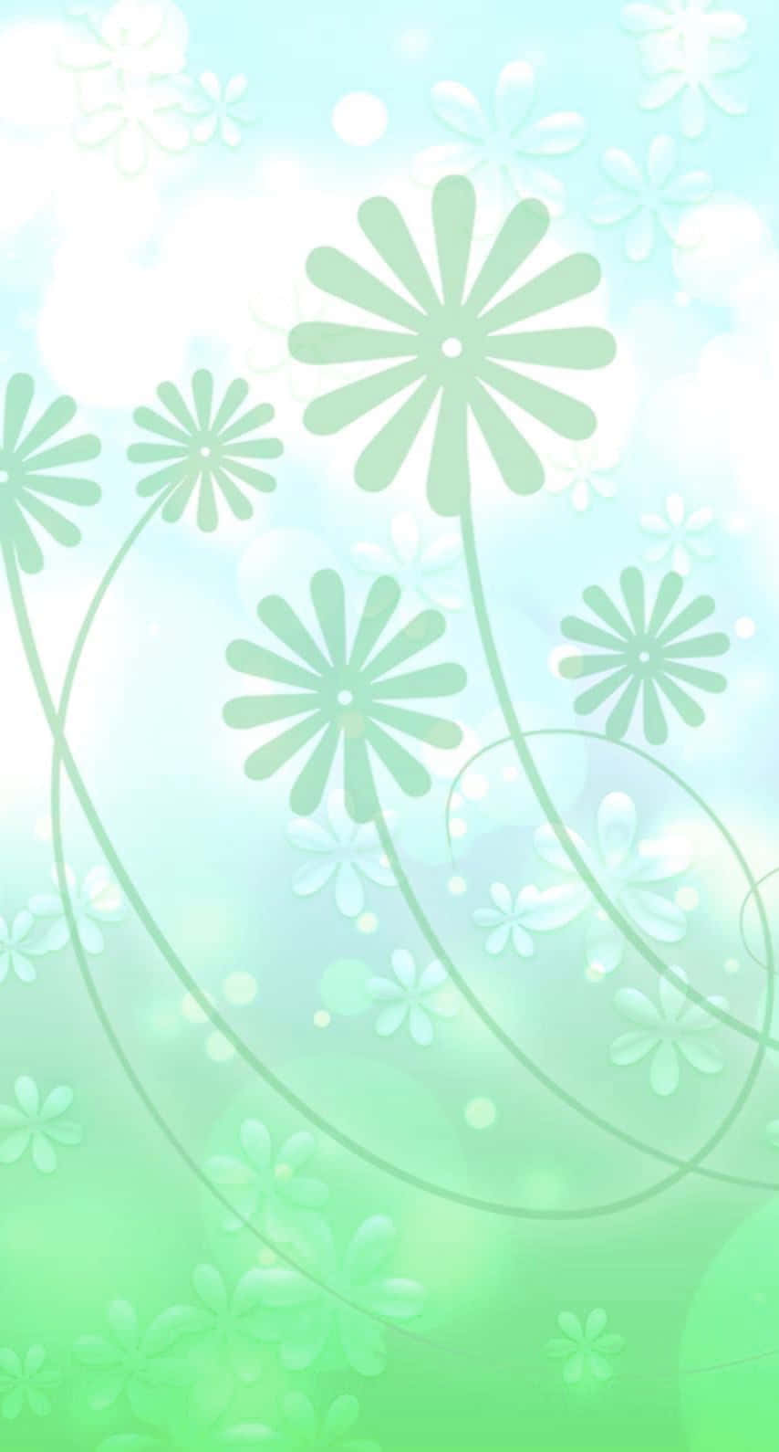 粉绿背景花茎 壁纸