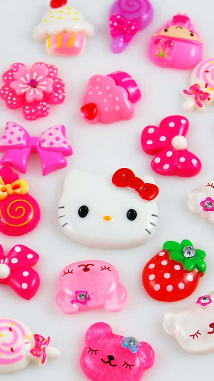 粉色Hello Kitty可爱物品背景 壁纸