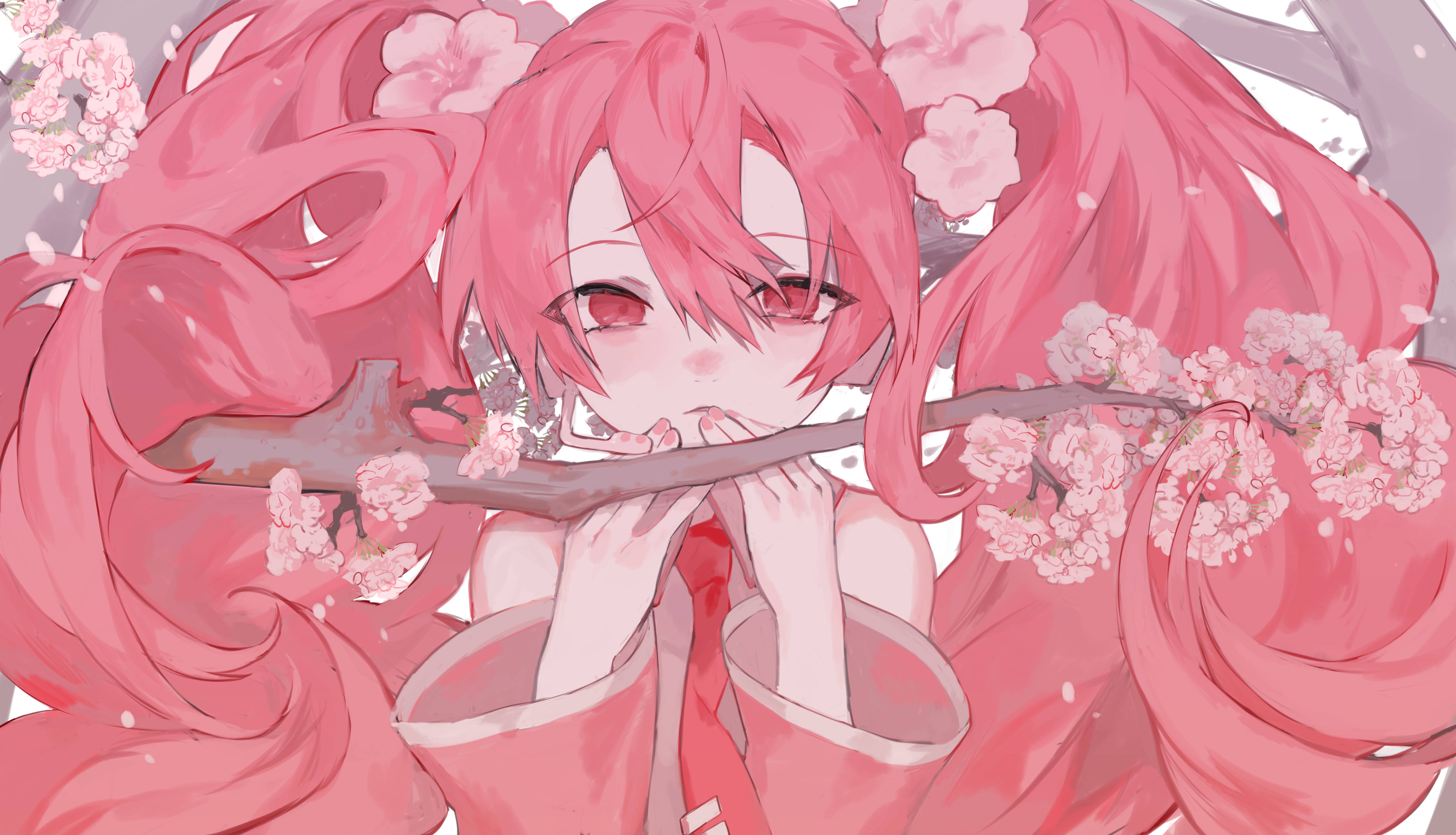 粉色动漫樱花初音未来 壁纸