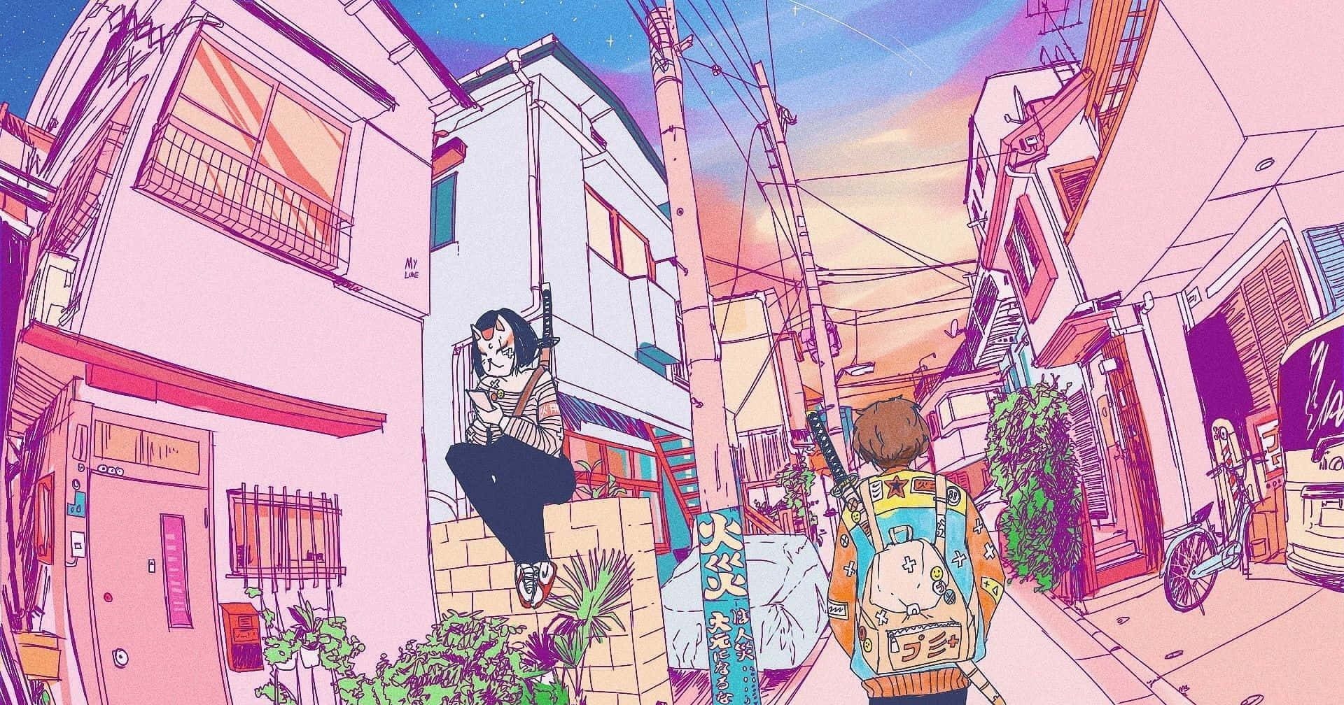 粉色动漫美学图片 壁纸