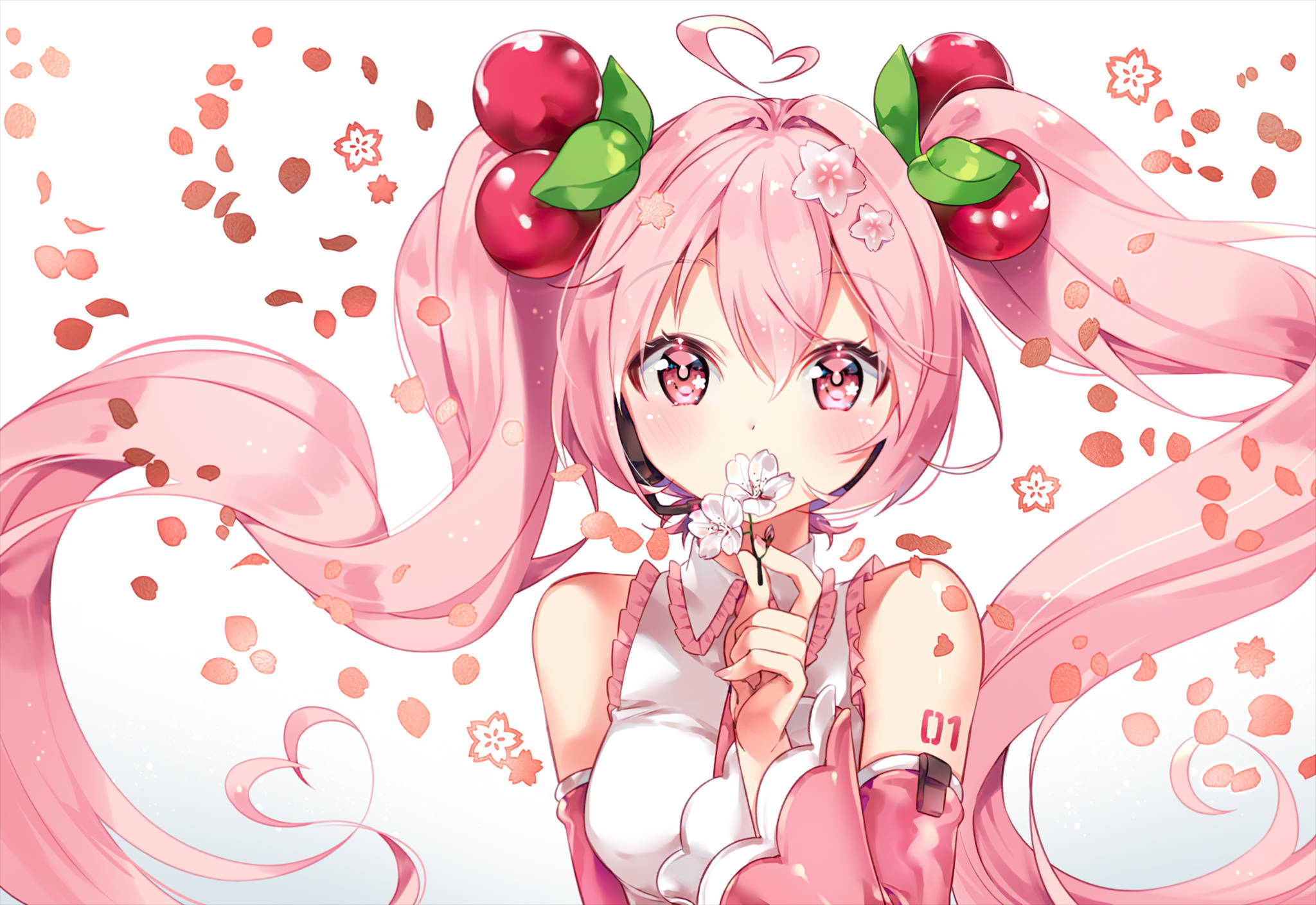 粉色动漫美学樱花初音 壁纸
