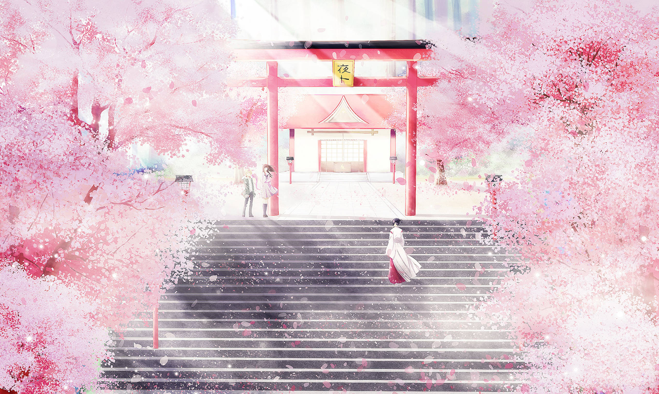 粉色动漫美学野良神神社 壁纸