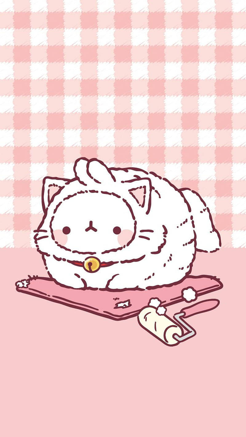 粉色可爱Molang猫咪装扮 壁纸