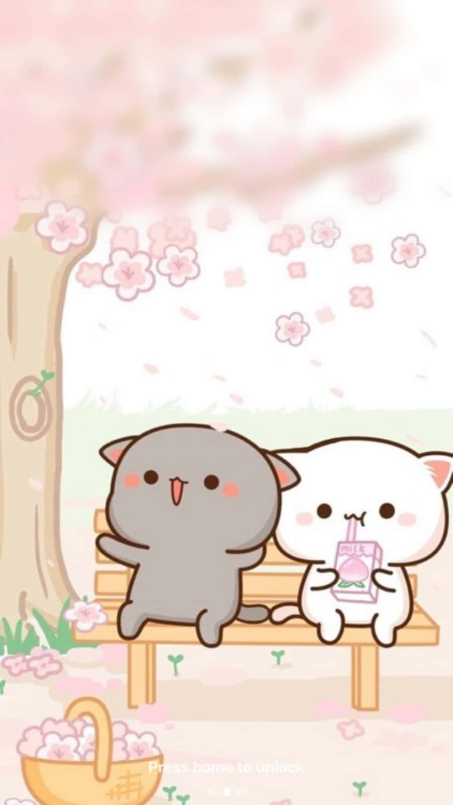 粉色可爱猫咪公园美学壁纸 壁纸