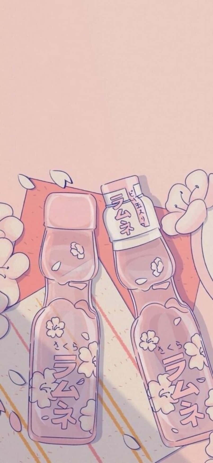 粉色卡哇伊瓶装饮料美学 壁纸