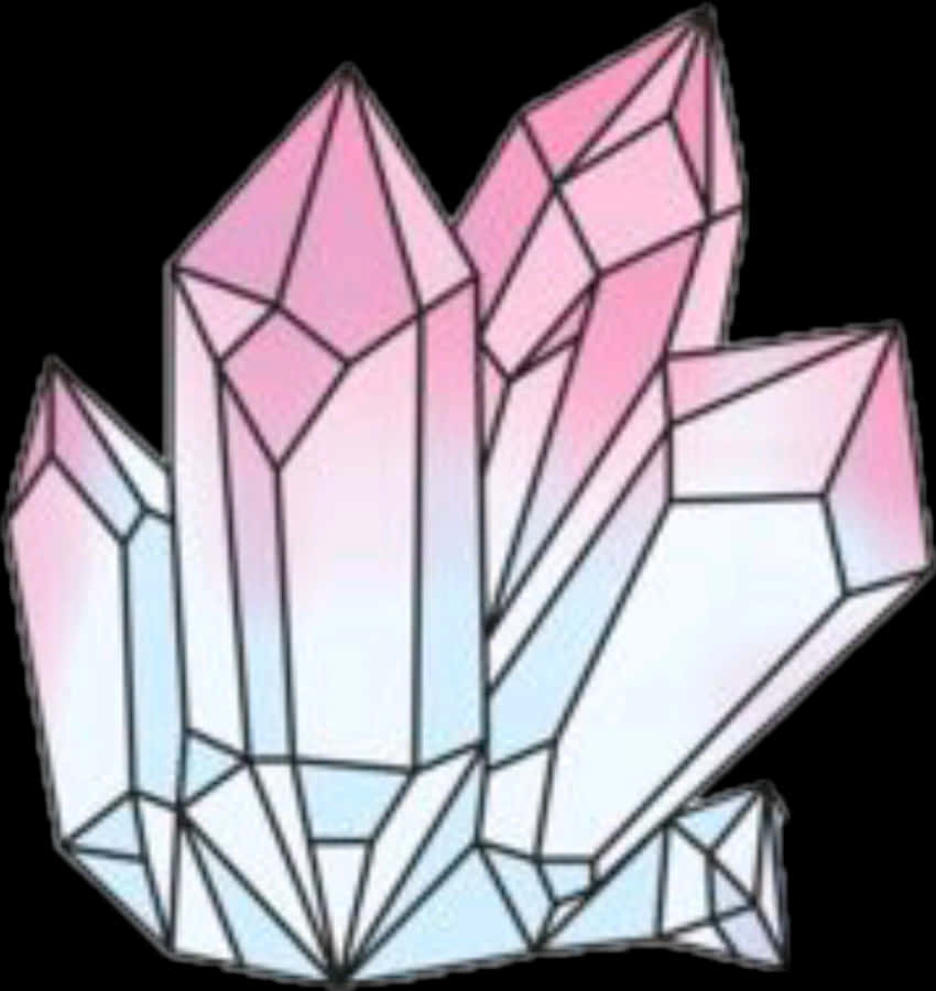 粉色水晶簇插画 壁纸