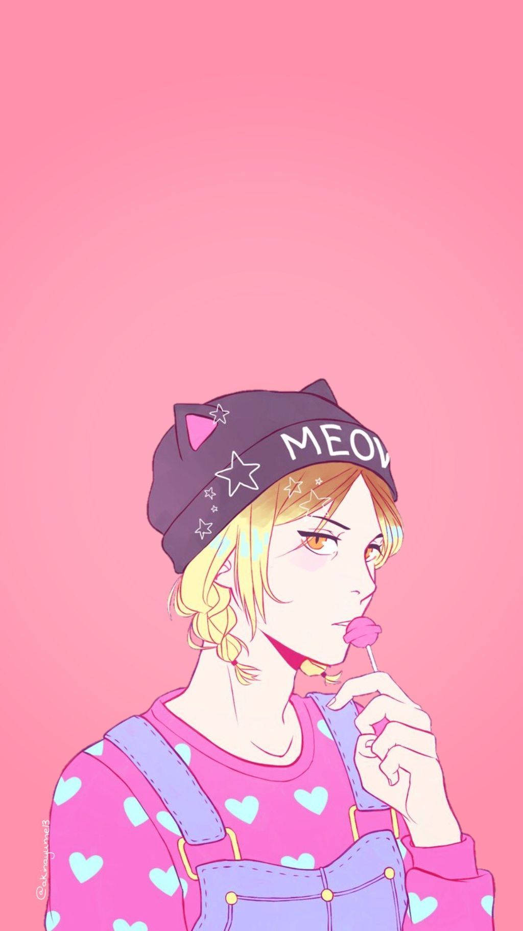 粉色猫耳帽健马 壁纸