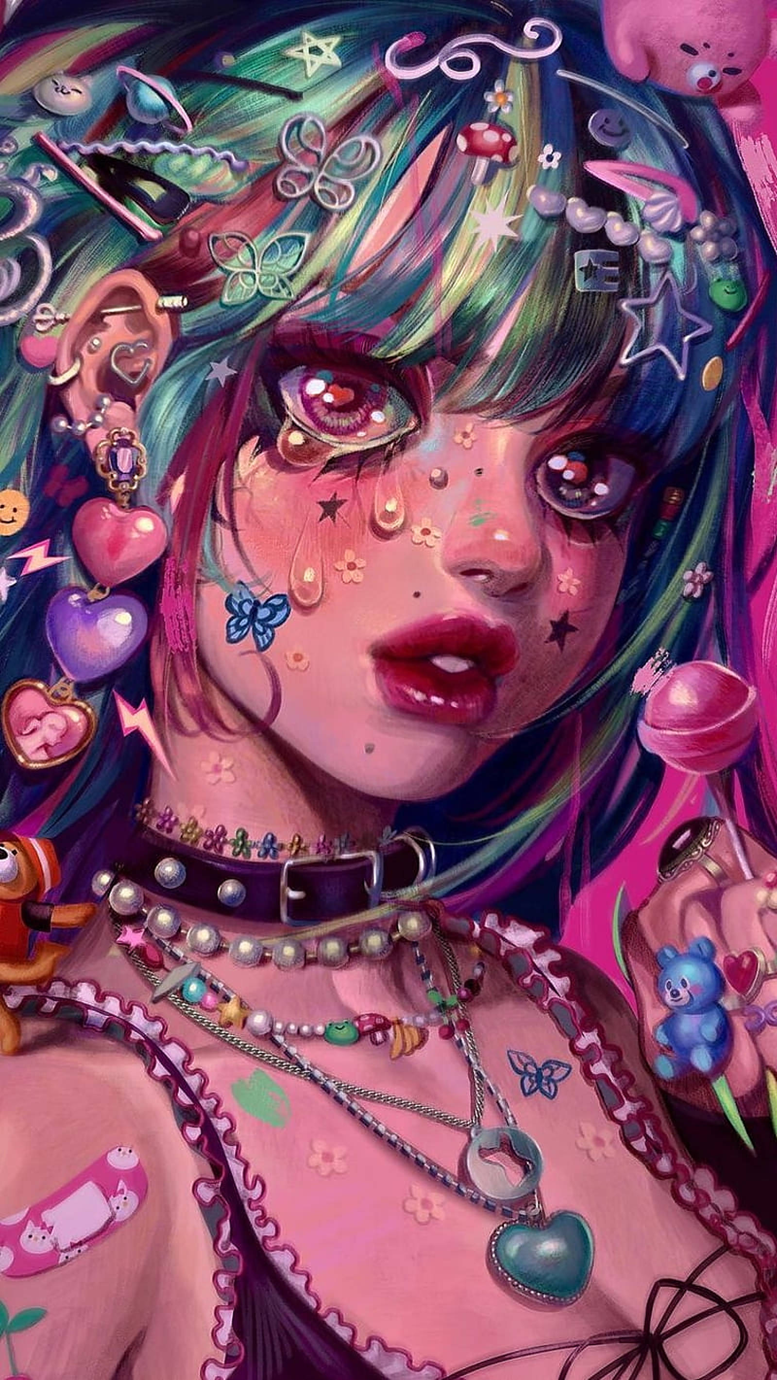 粉色美学少女 壁纸
