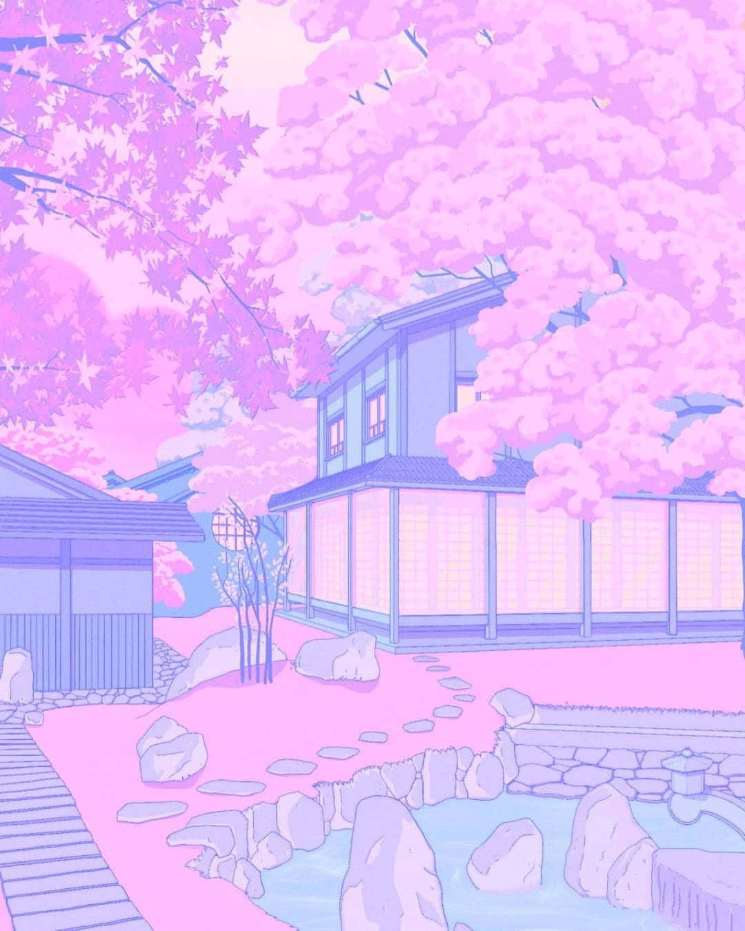 粉色美学淡色动漫斑点背景 壁纸
