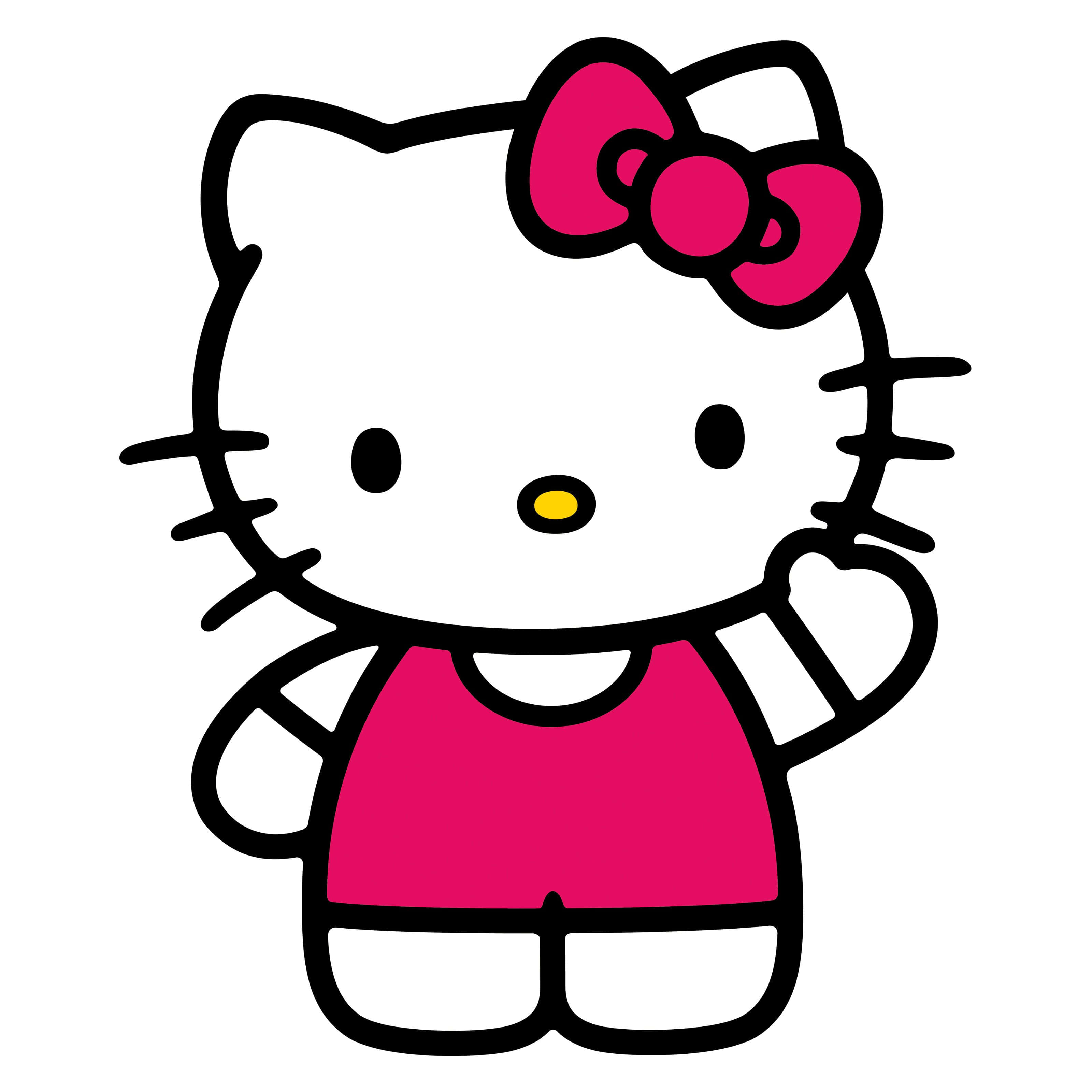 粉色背景中挥手致意的Hello Kitty 壁纸
