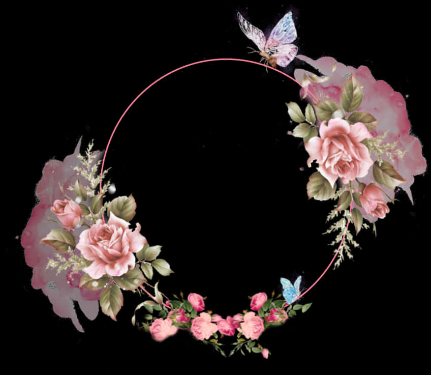 粉色蝴蝶花环 壁纸