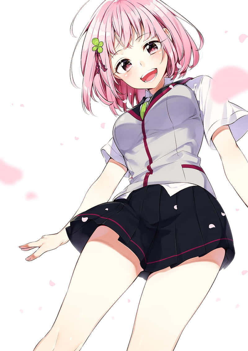 粉色长发动漫美少女 壁纸