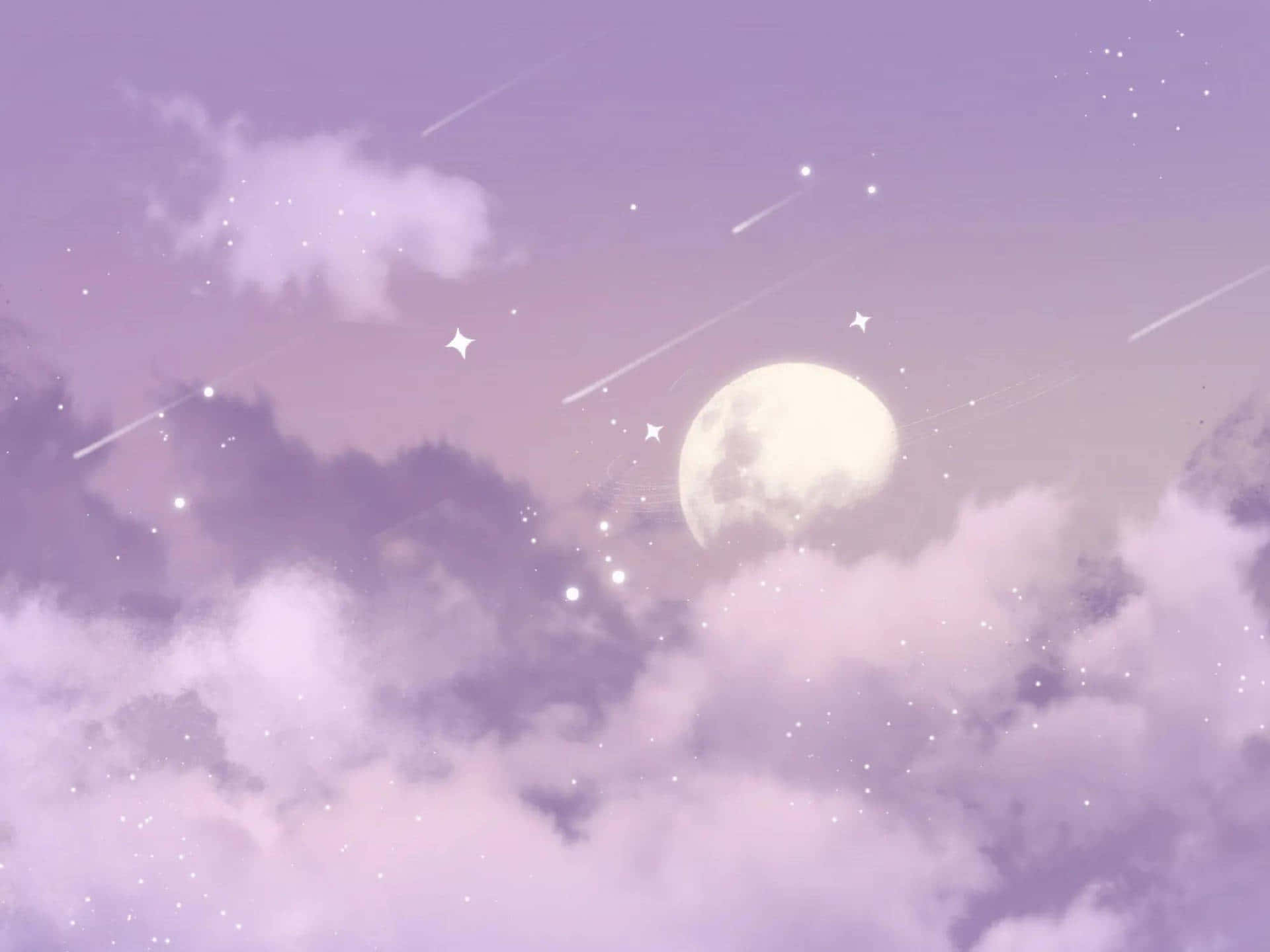 紫色天空中的云朵与星辰 壁纸