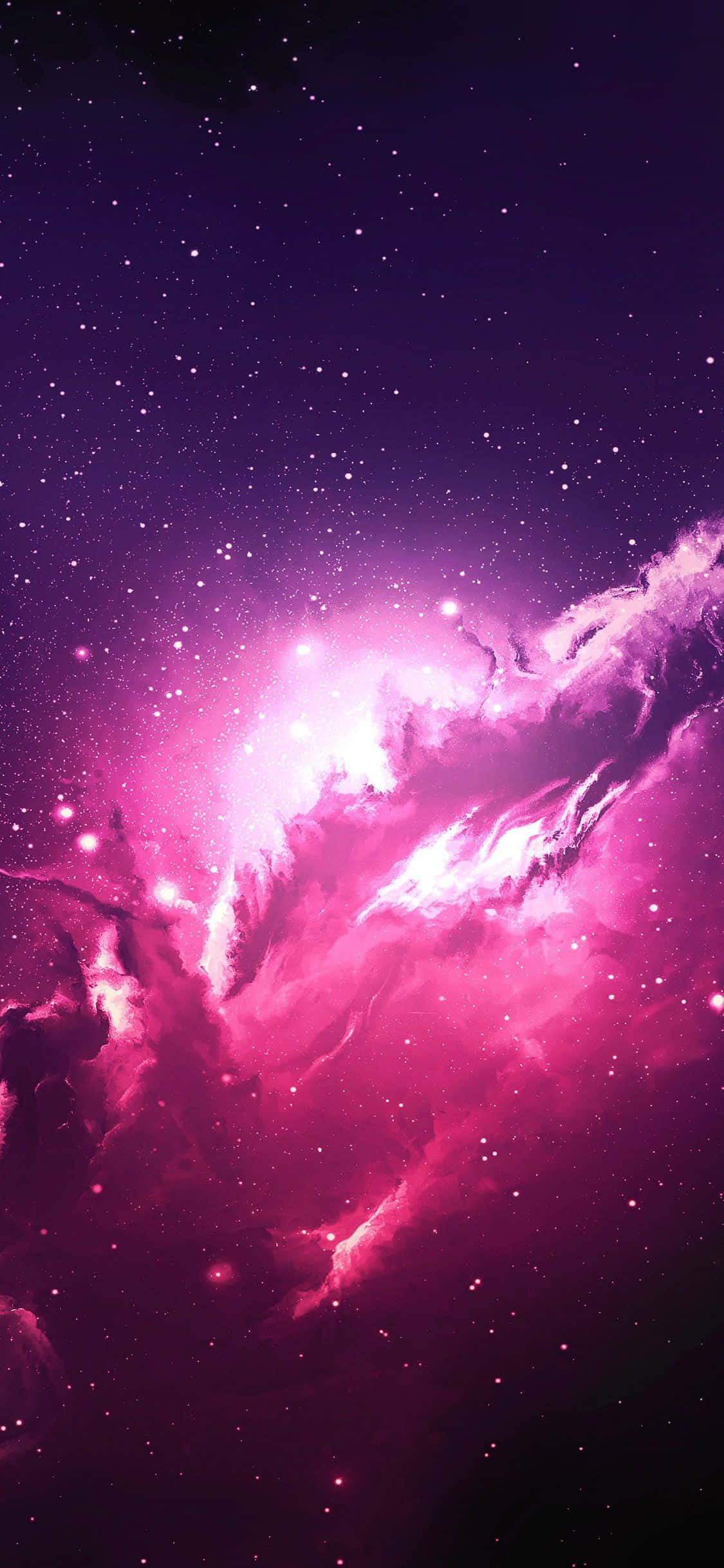 紫色太空中布满星辰与云彩 壁纸