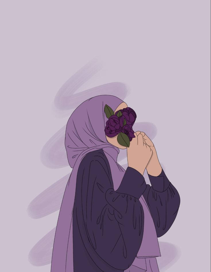 紫色头巾卡通女孩 壁纸