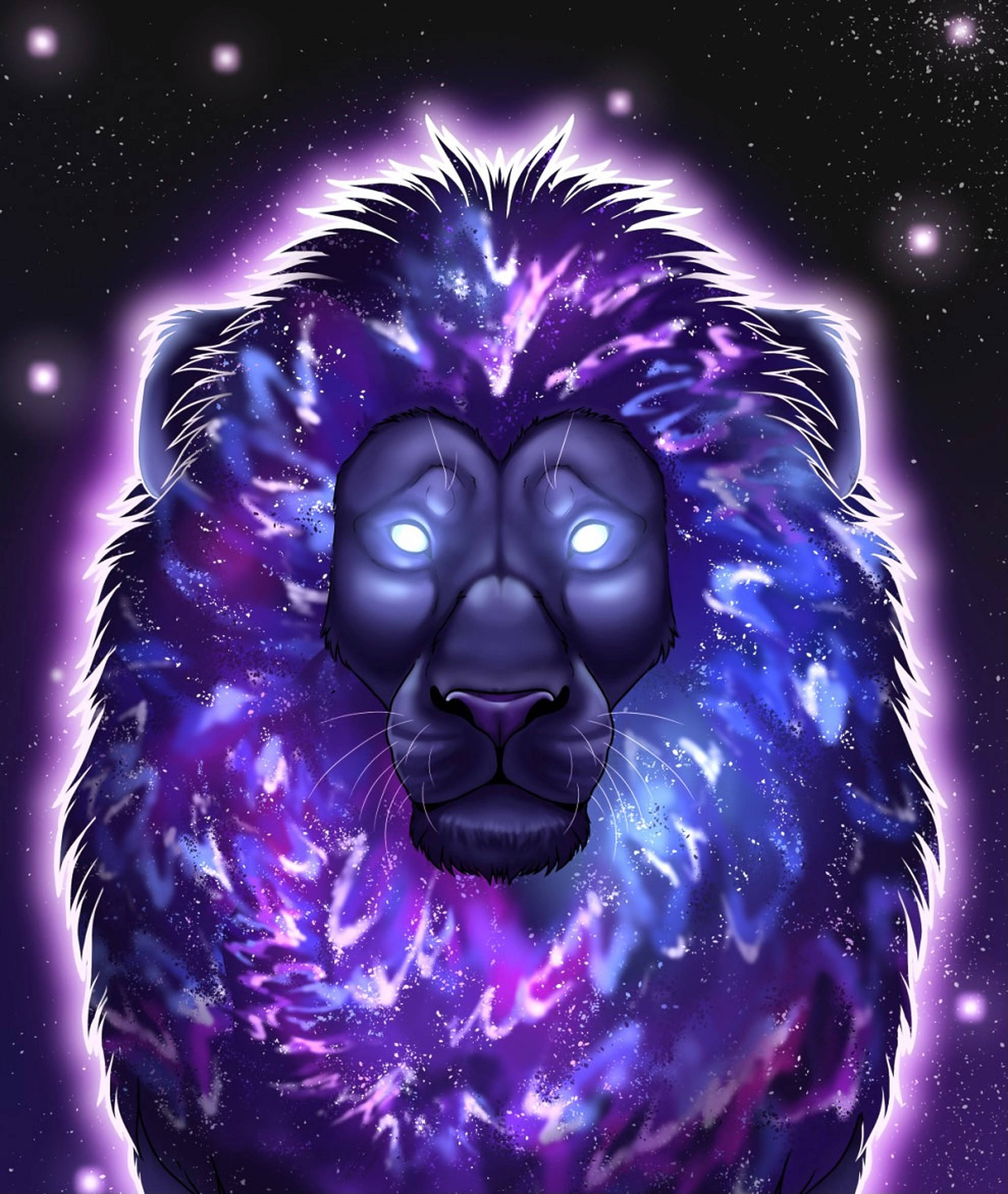紫色星系辉光雄狮 壁纸