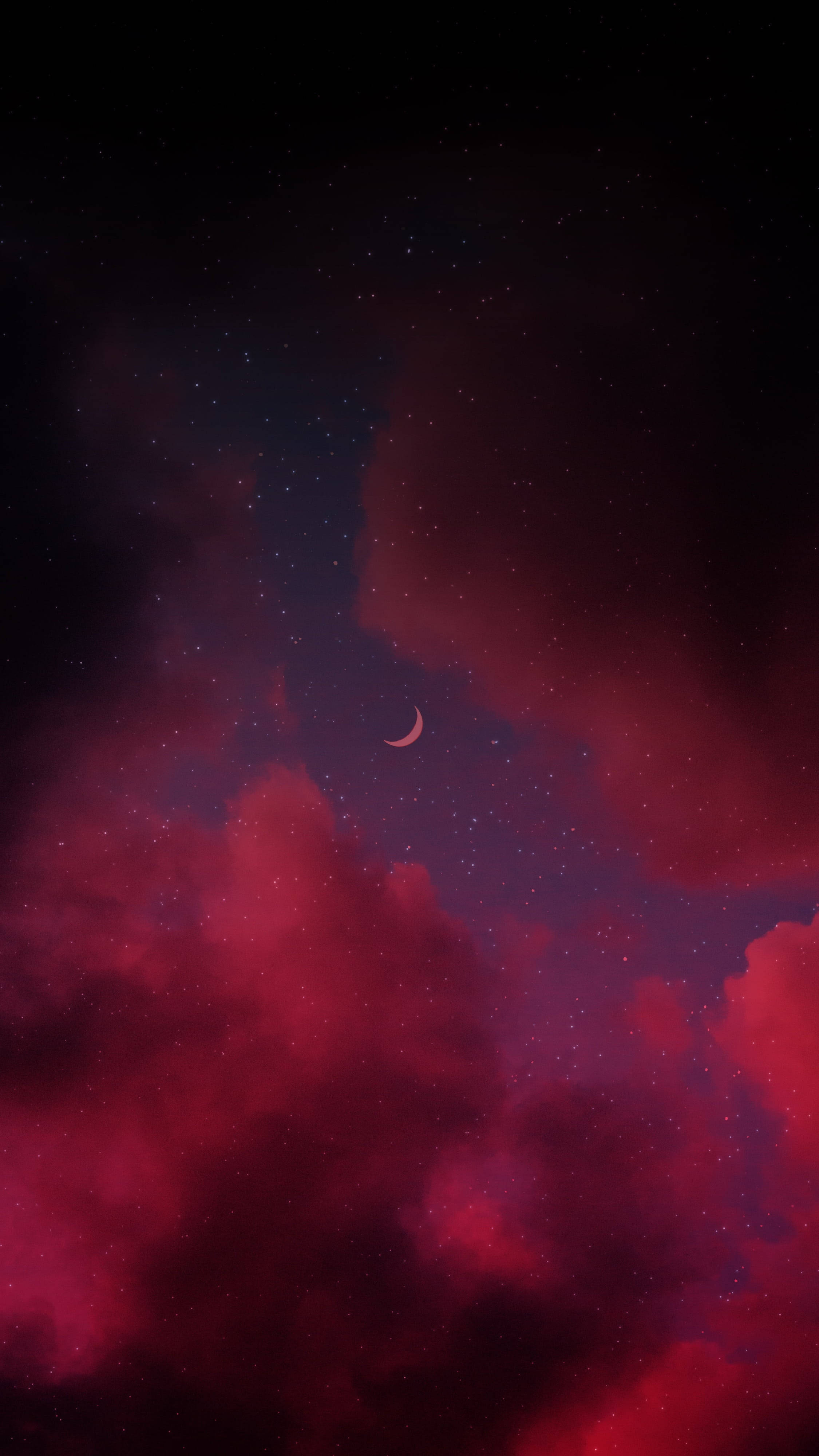红新月星空夜 壁纸