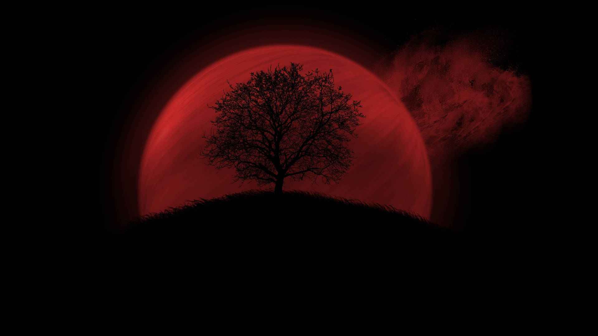 红月夜空 壁纸