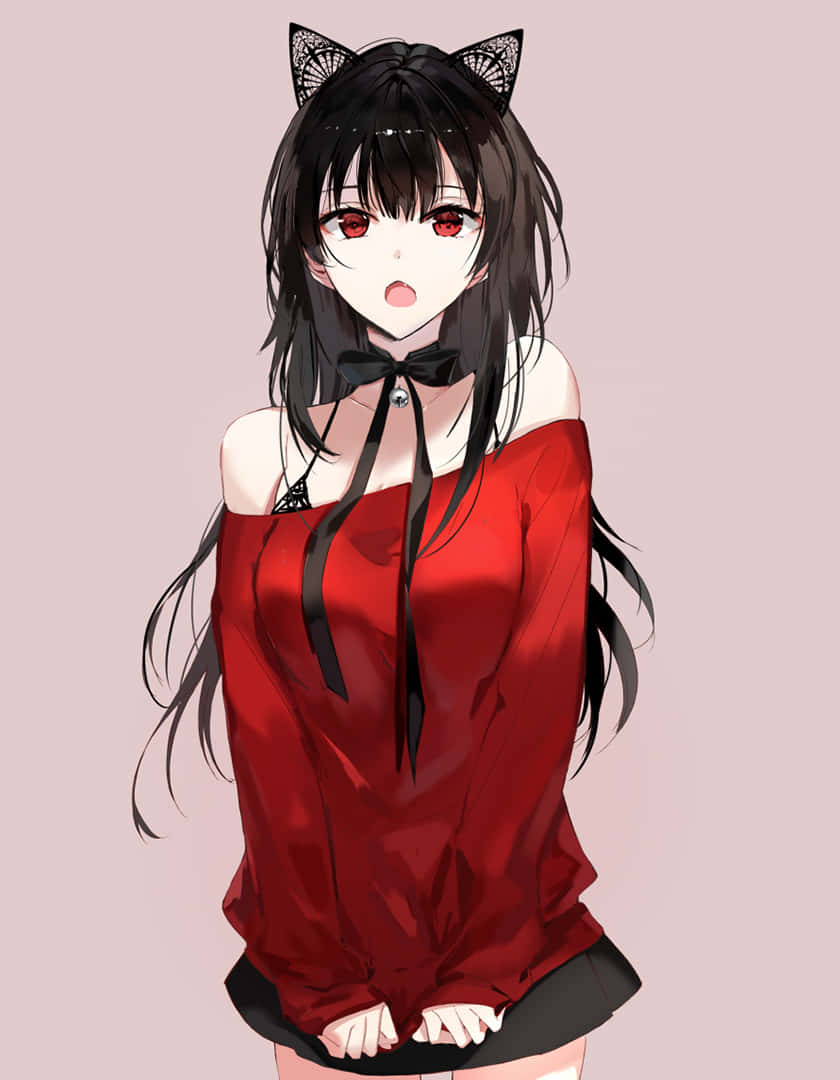 红眼动漫美少女 壁纸