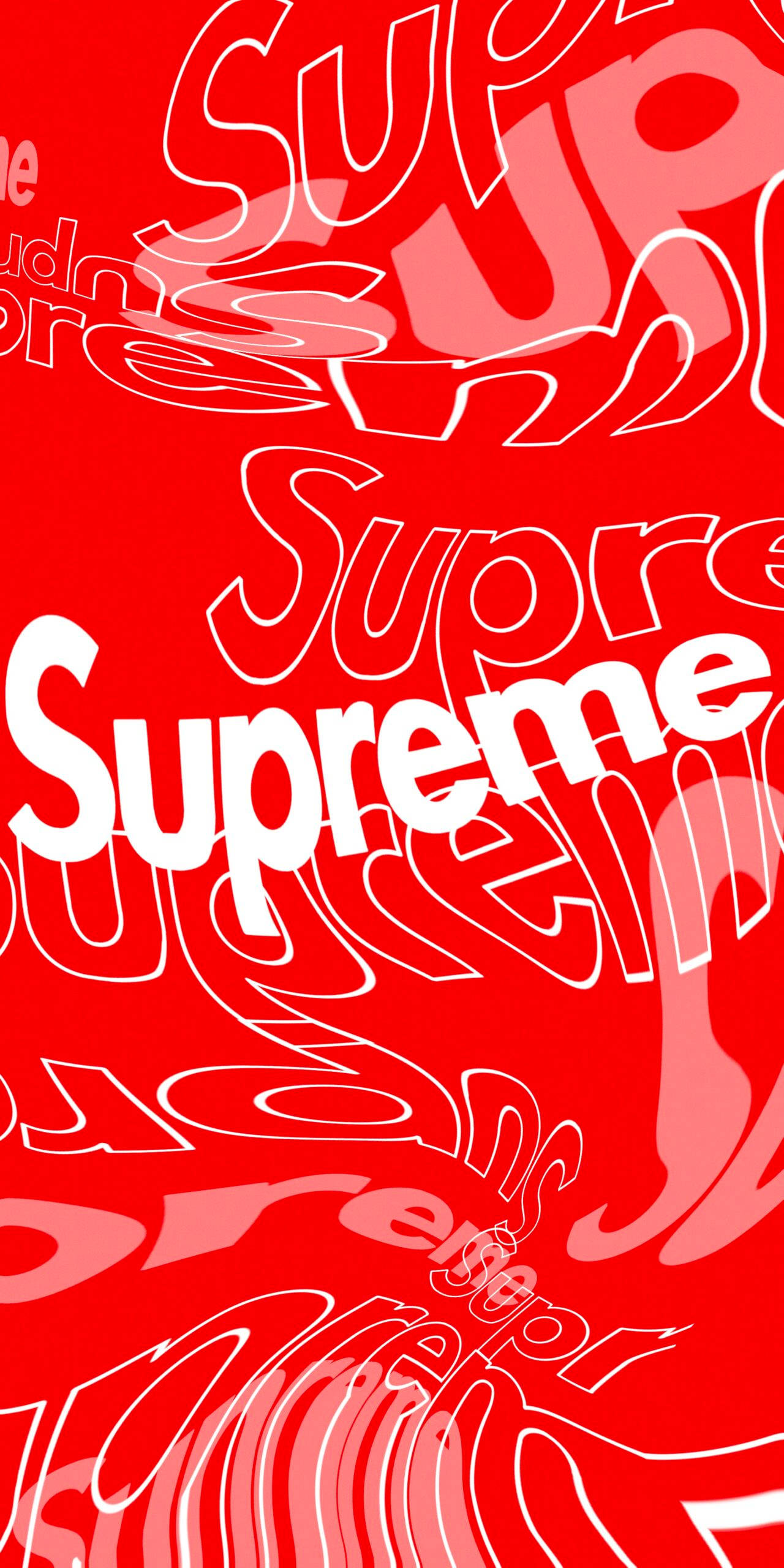 红色Supreme波浪字体 壁纸