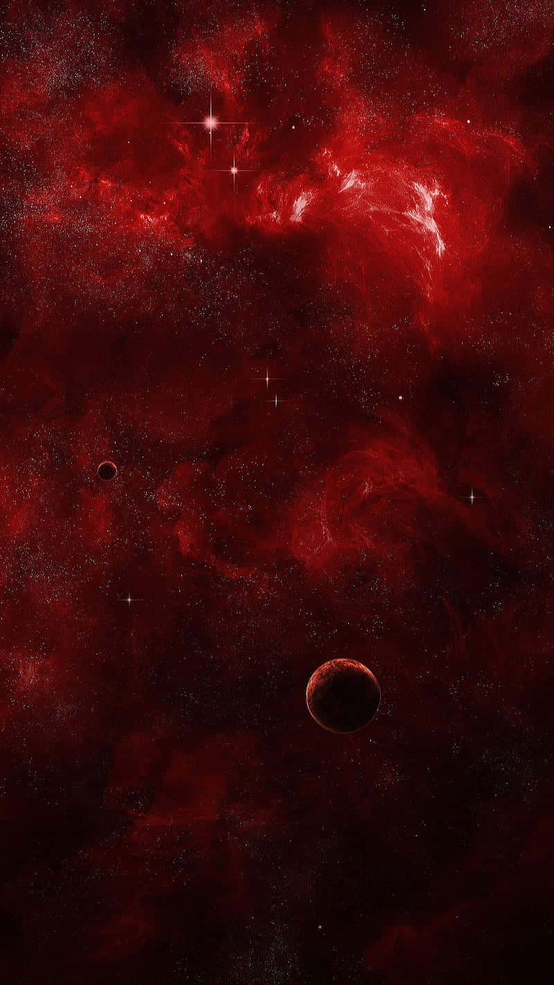 红色太空星球在下 壁纸