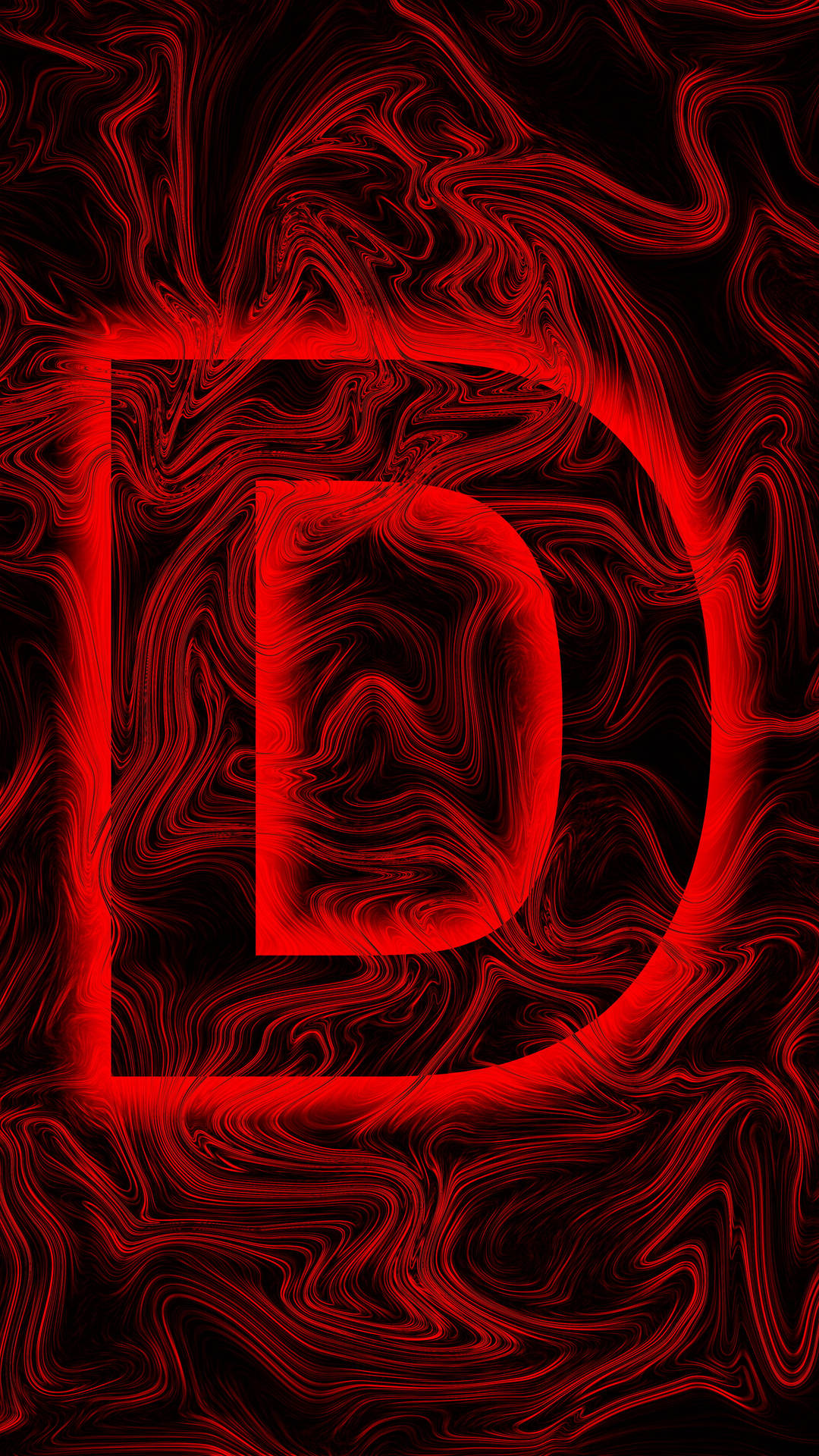 红色抽象美学字母D