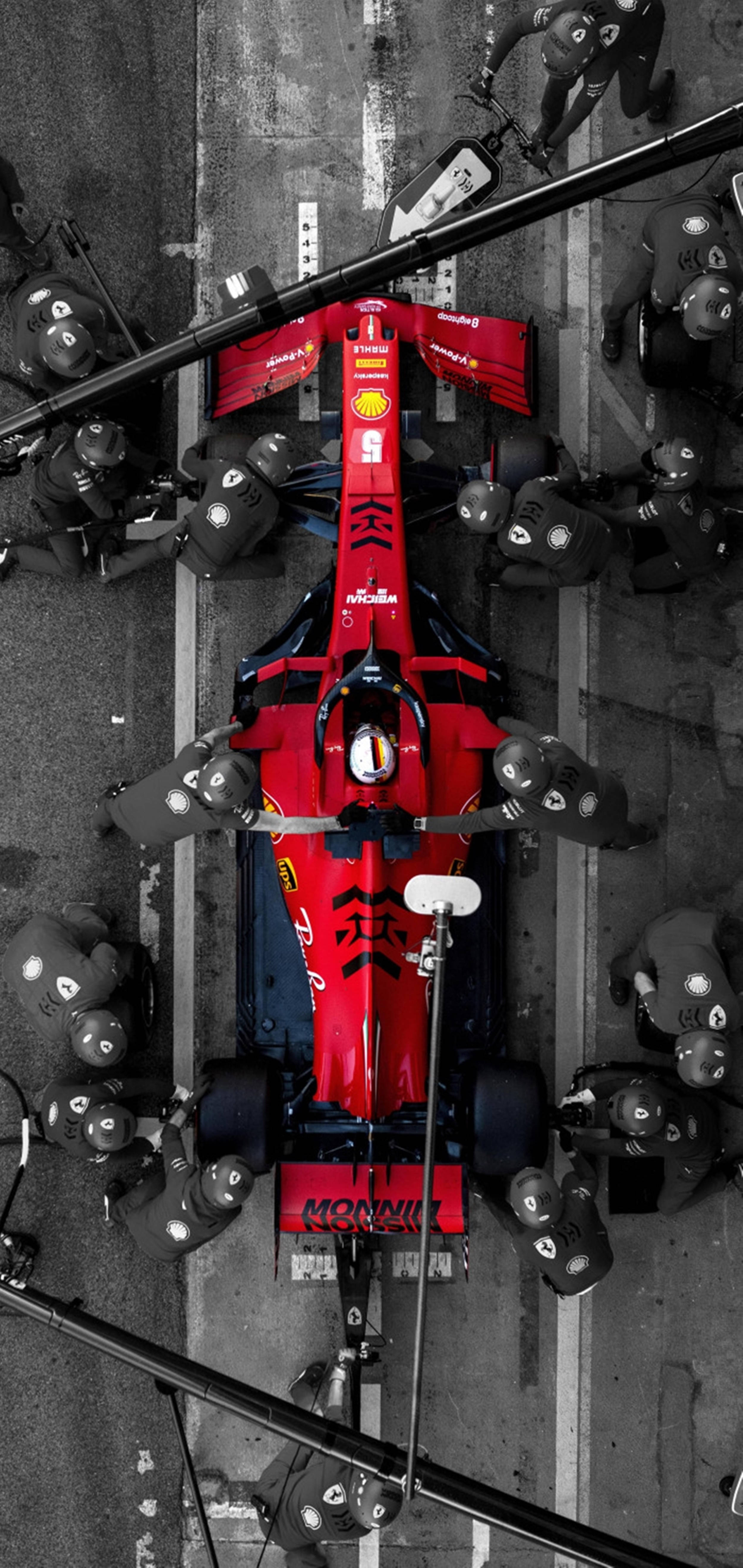 红色法拉利主题F1手机俯视图 壁纸
