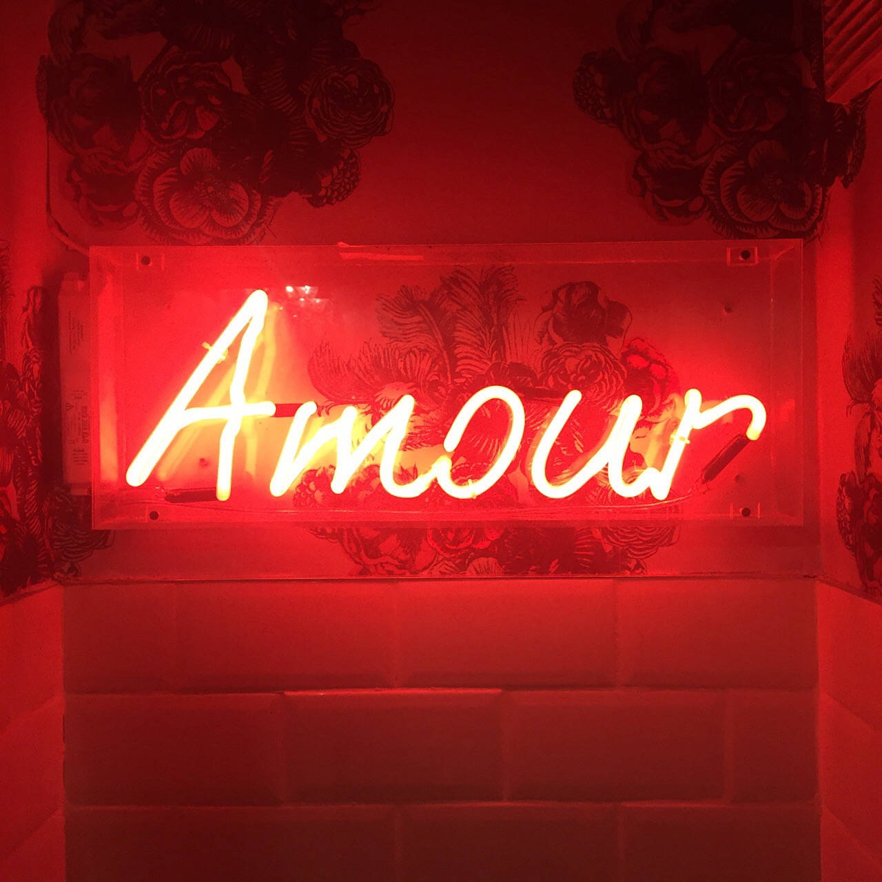 红色美学霓虹Amour 壁纸