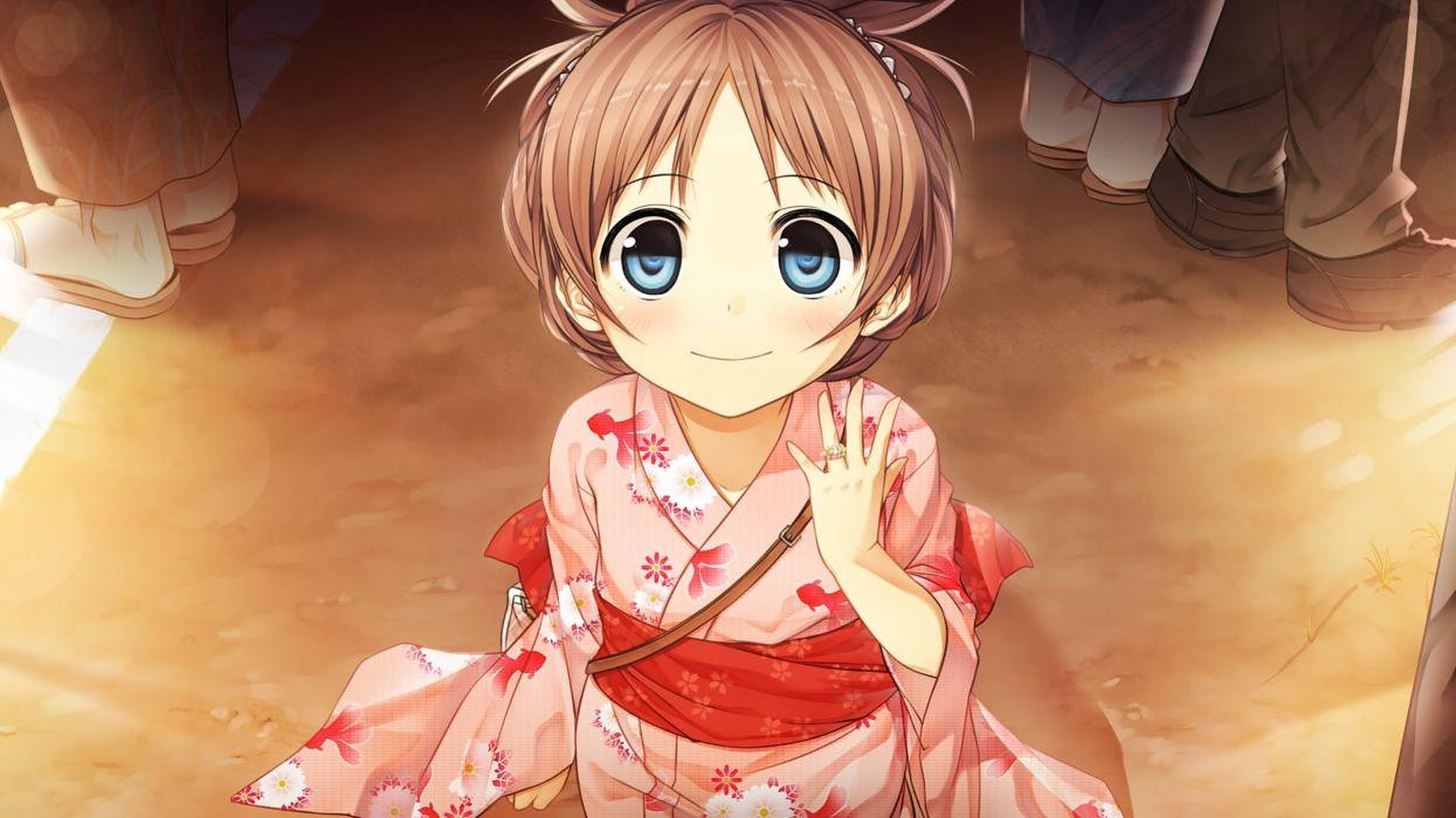 红衣和服动漫少女 壁纸