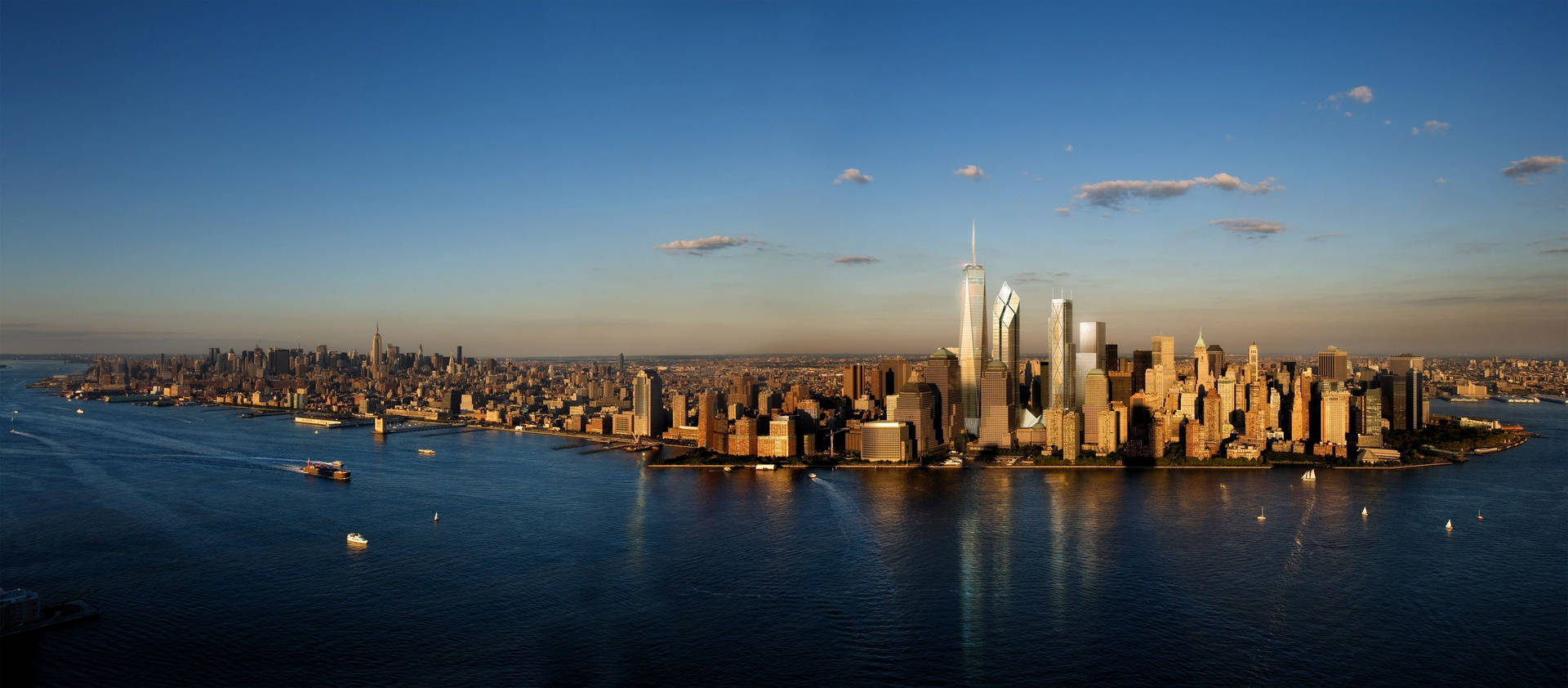 纽约市天际线全景双显示器壁纸 — 双屏动图 壁纸