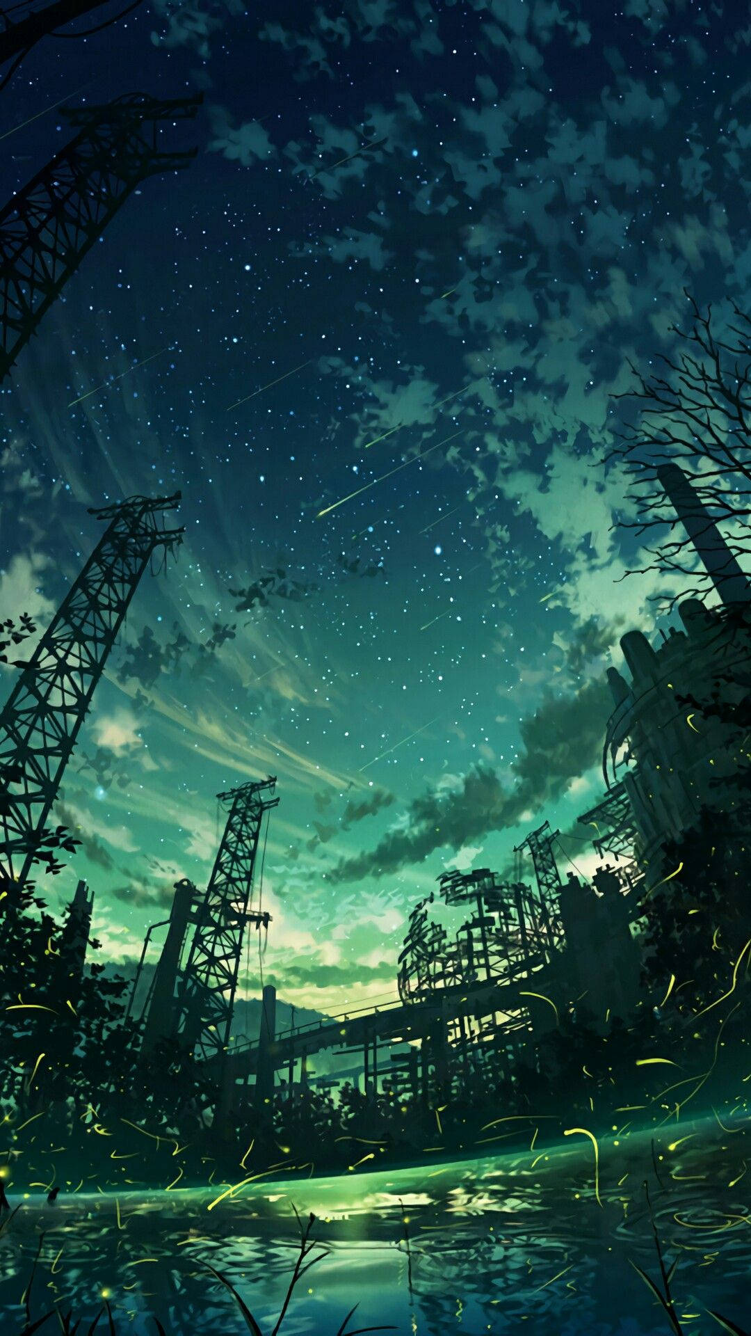 绿色星空与繁星 壁纸