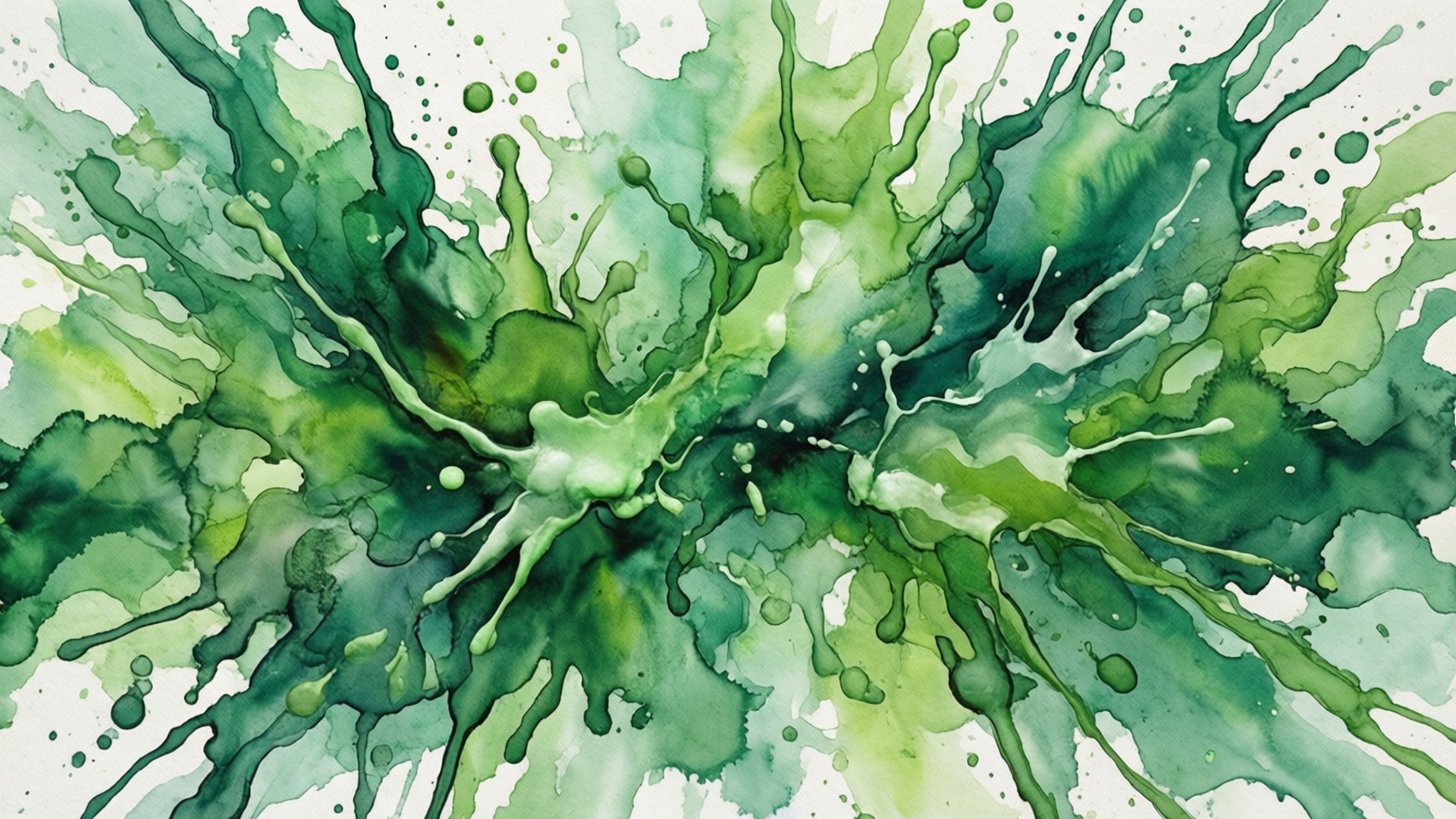 绿色水彩抽象画 壁纸
