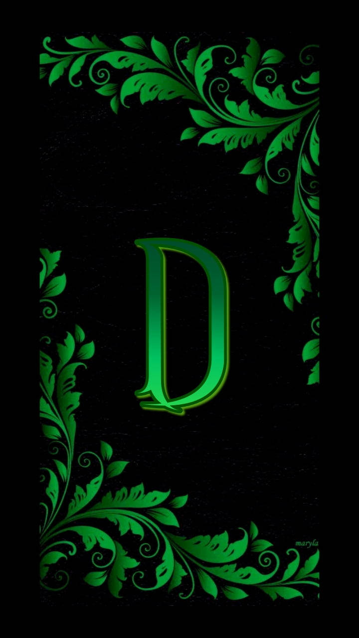 绿色美学字母D手机壁纸 壁纸