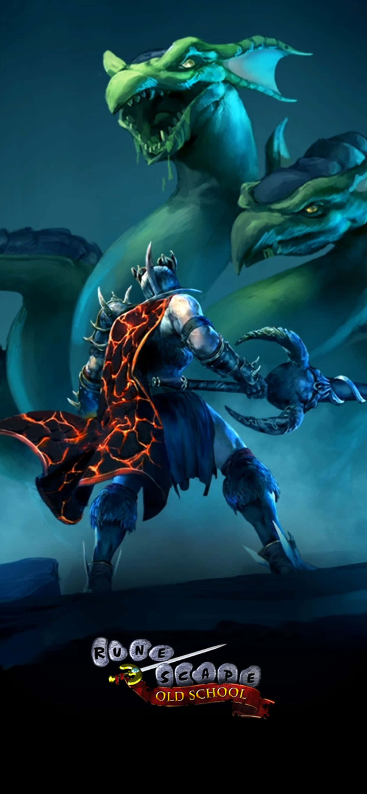 绿色巨龙与勇士 iPhone XS Max Runescape Oldschool 背景 壁纸