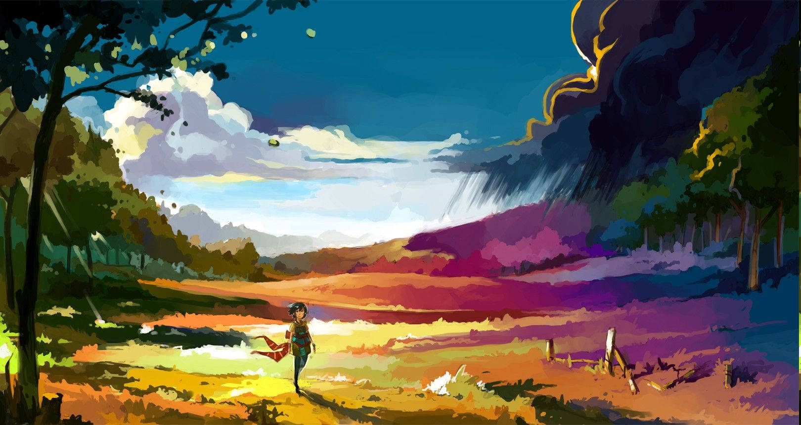 缤纷草原动漫风景 壁纸