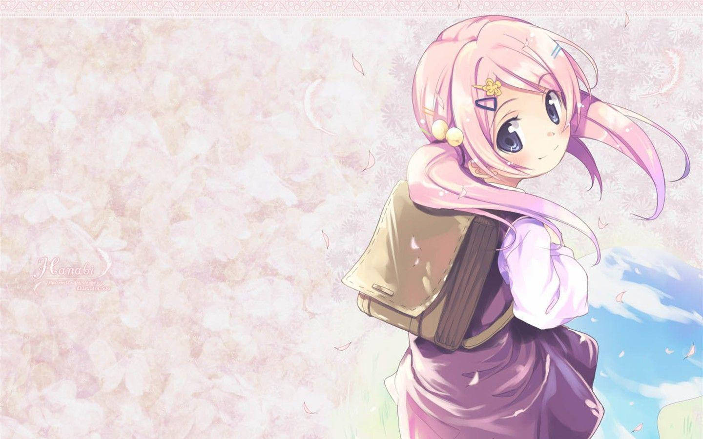 美丽动漫校服少女 壁纸