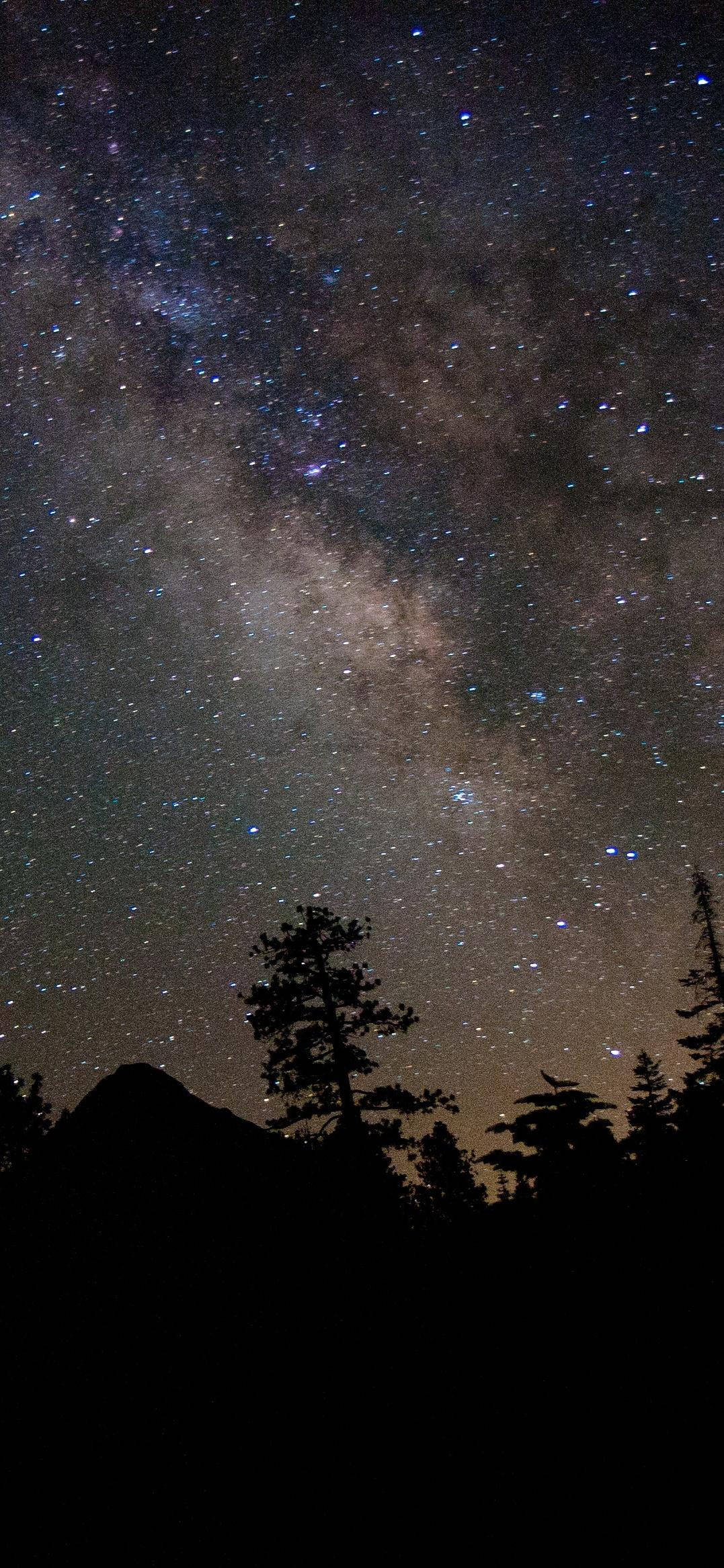 美丽星系山间森林 壁纸