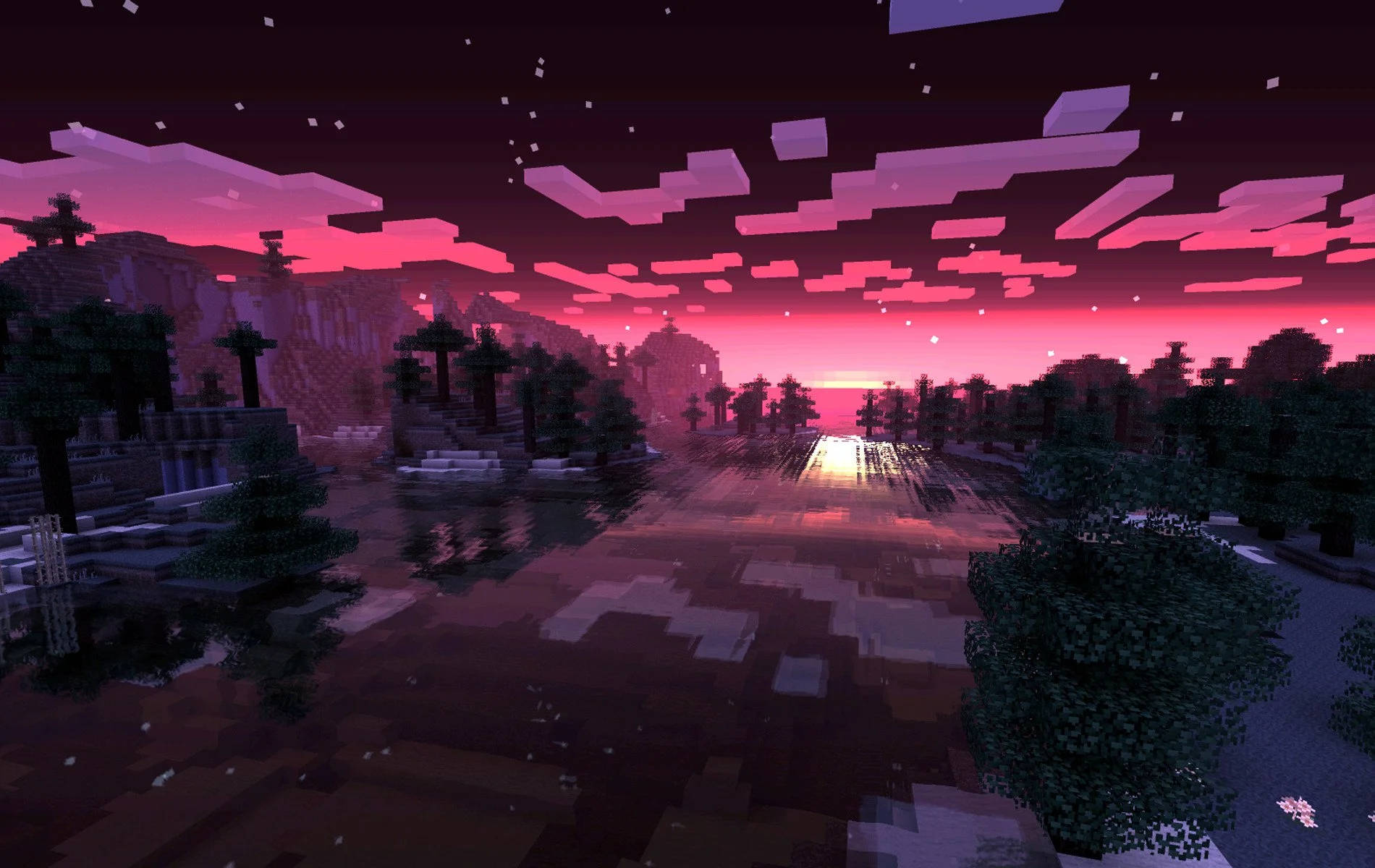 美丽的Minecraft粉色天空 壁纸