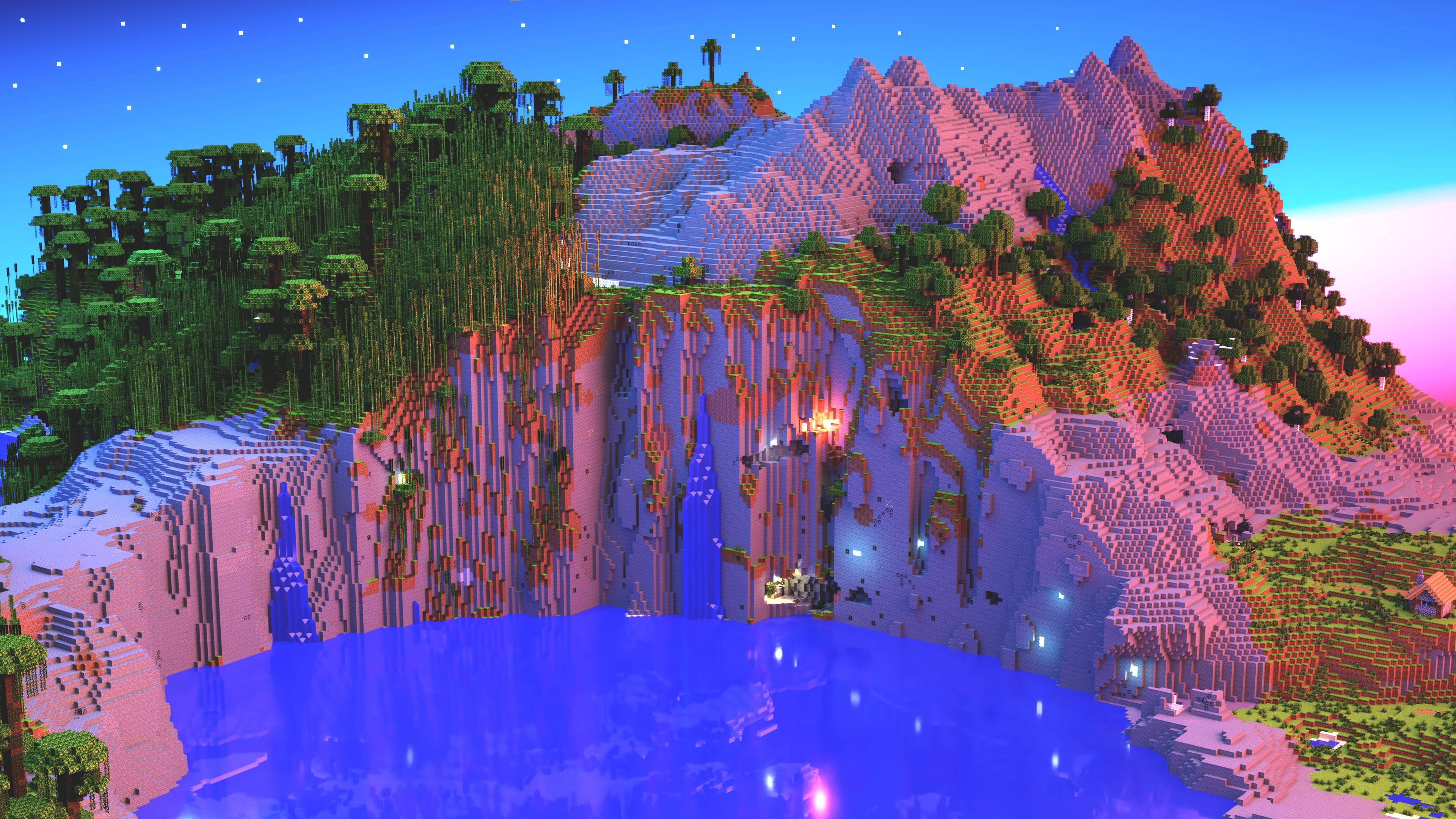 美丽的Minecraft粉色山峰 壁纸