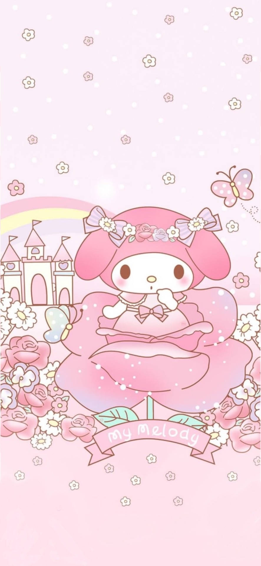 美乐蒂与玫瑰花朵 壁纸