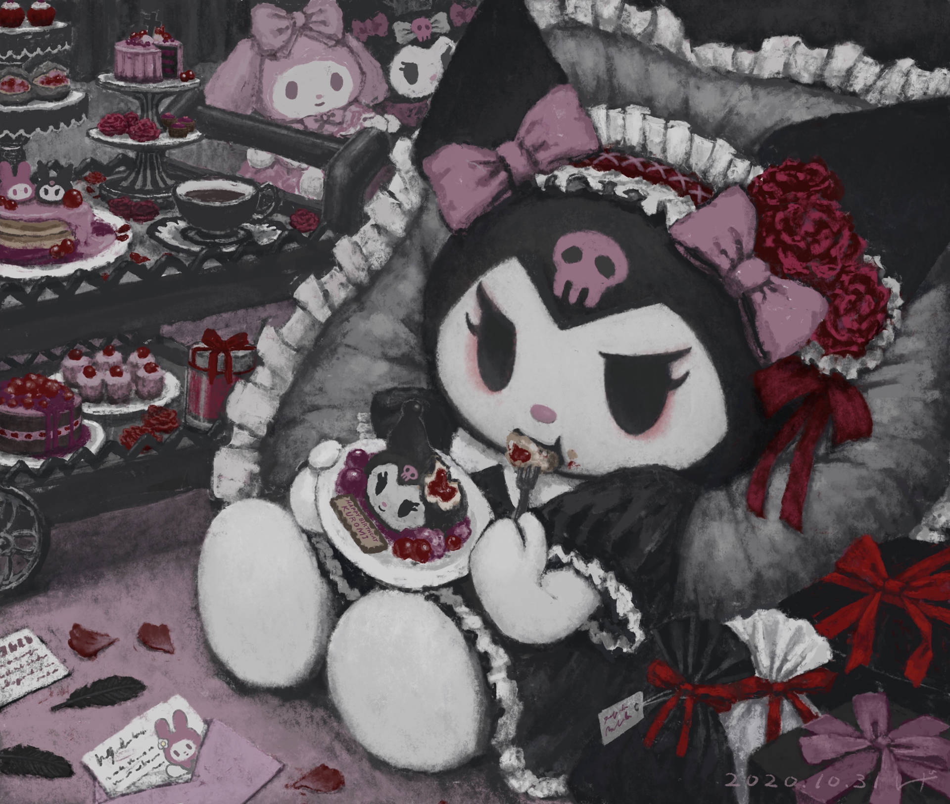 美乐蒂库洛米可爱插画