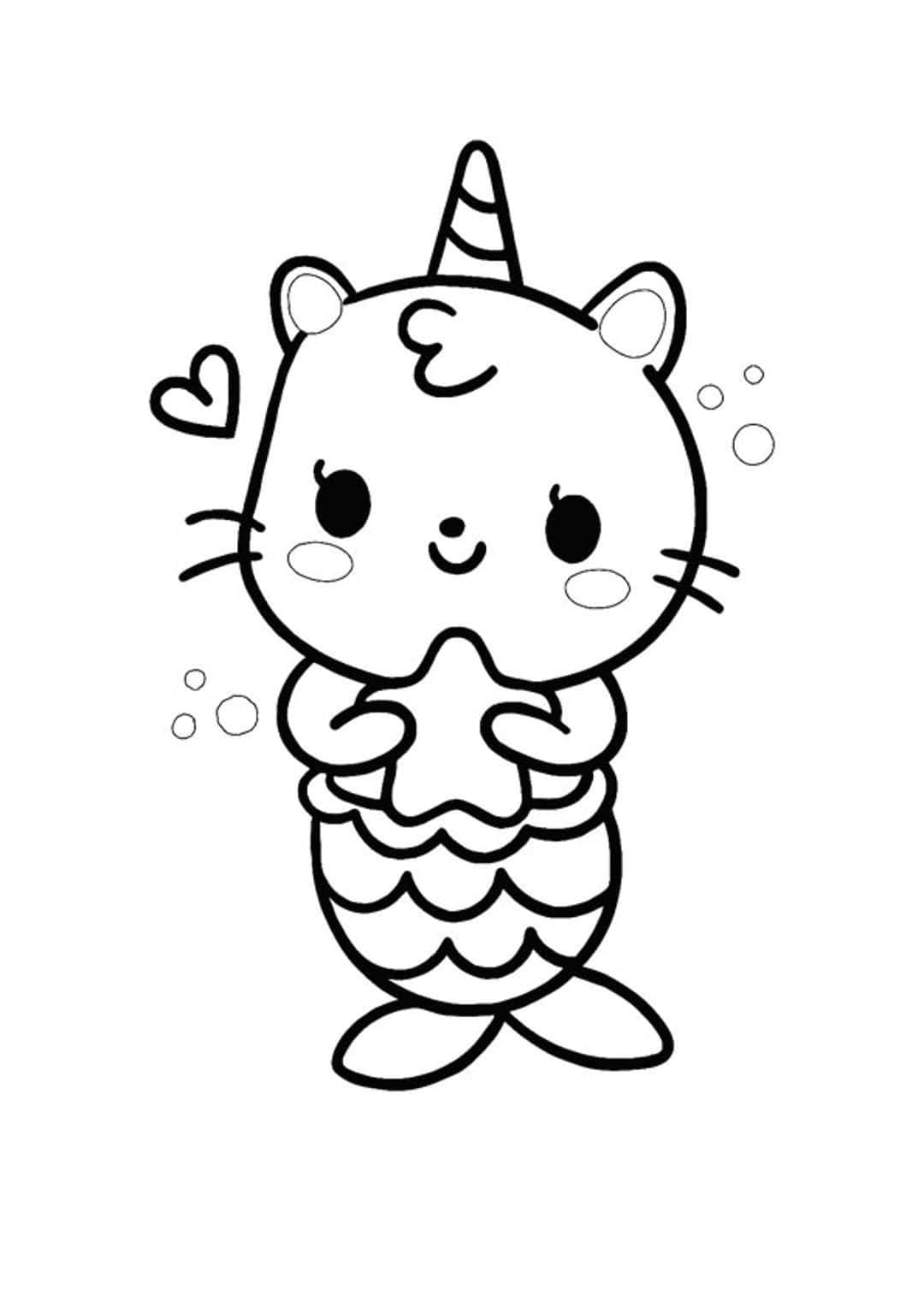 猫涂色图片 — 美人鱼 壁纸