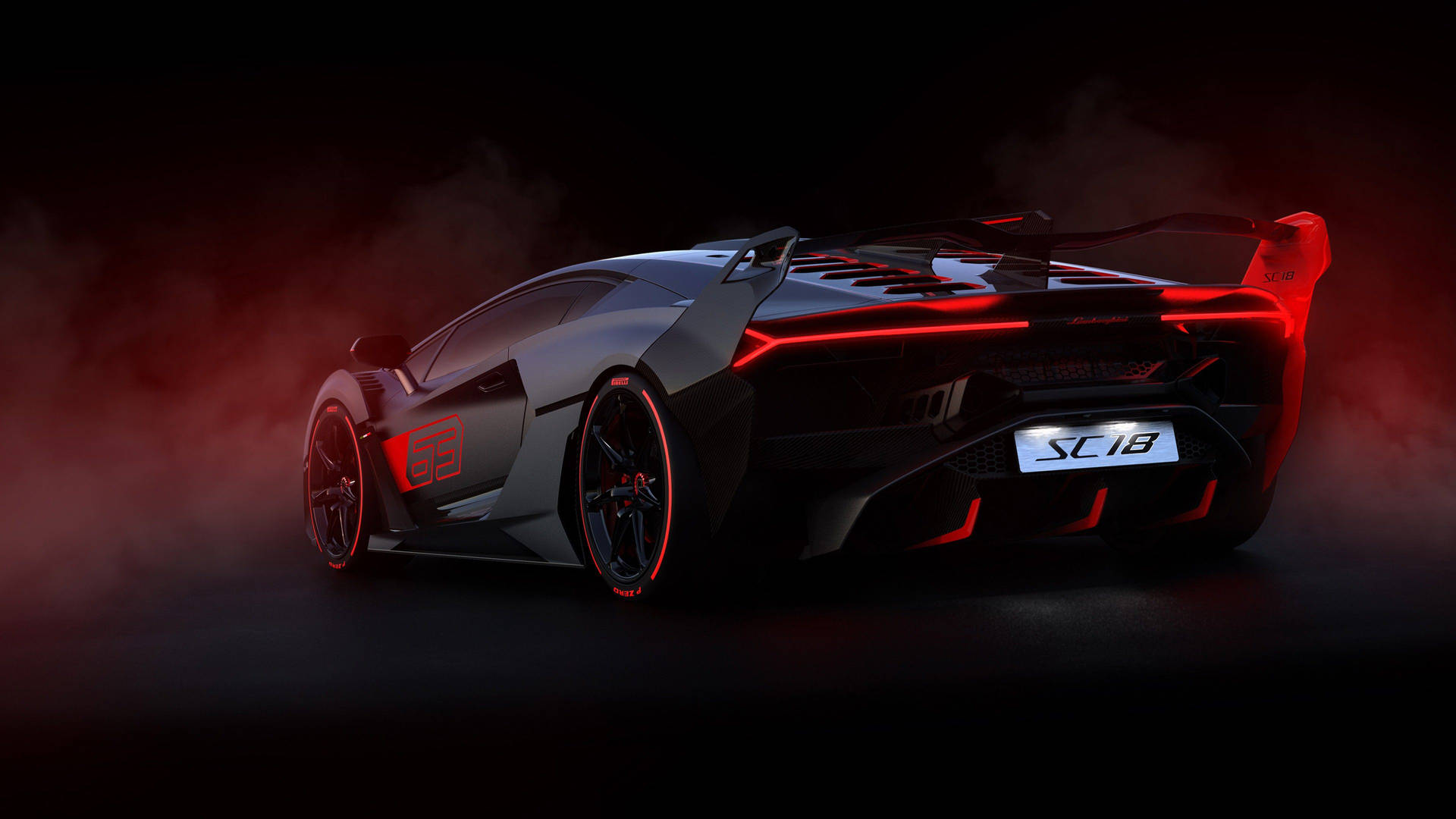 美学4K汽车红色兰博基尼Aventador 壁纸