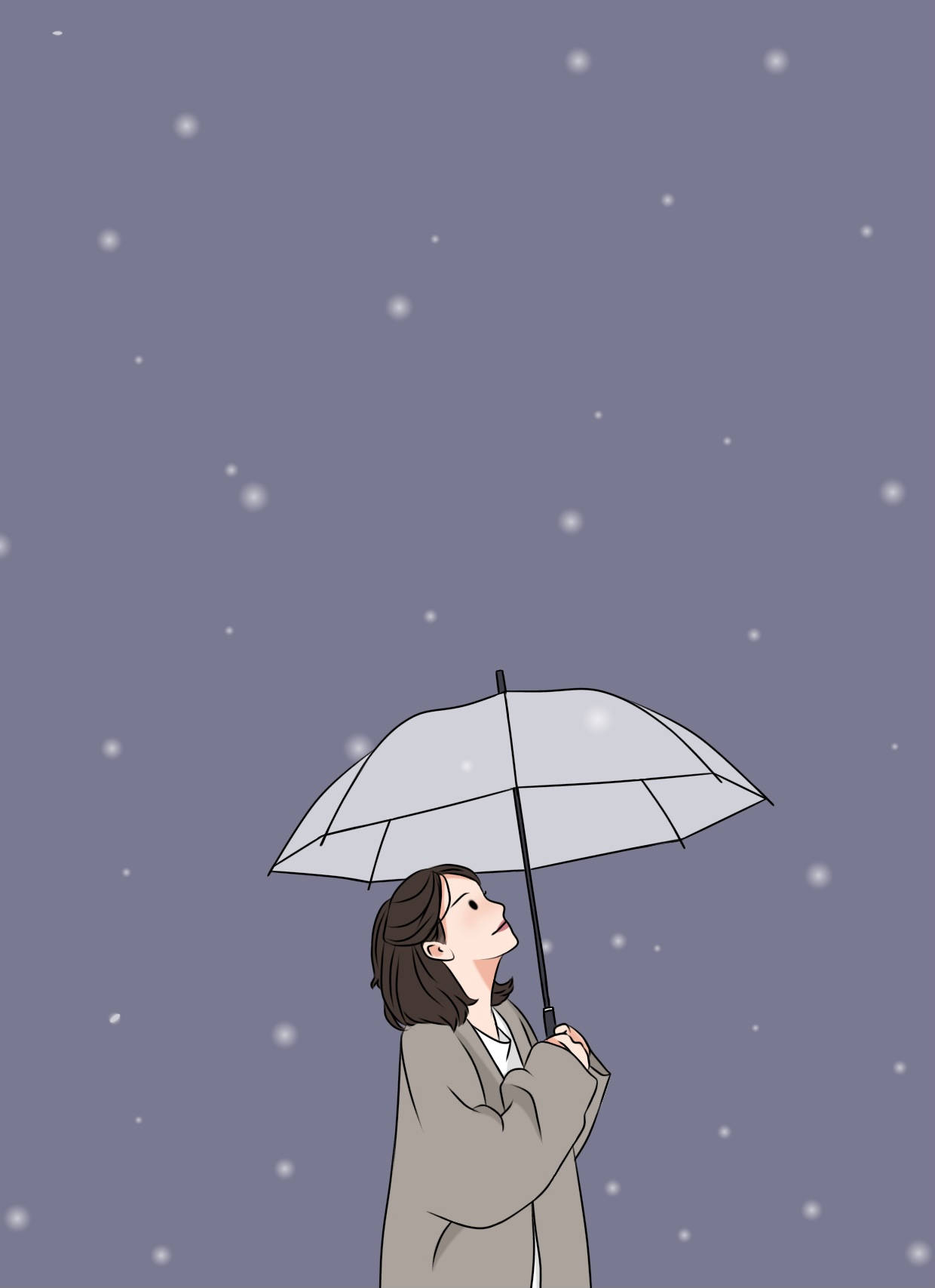 美学女孩与伞 壁纸