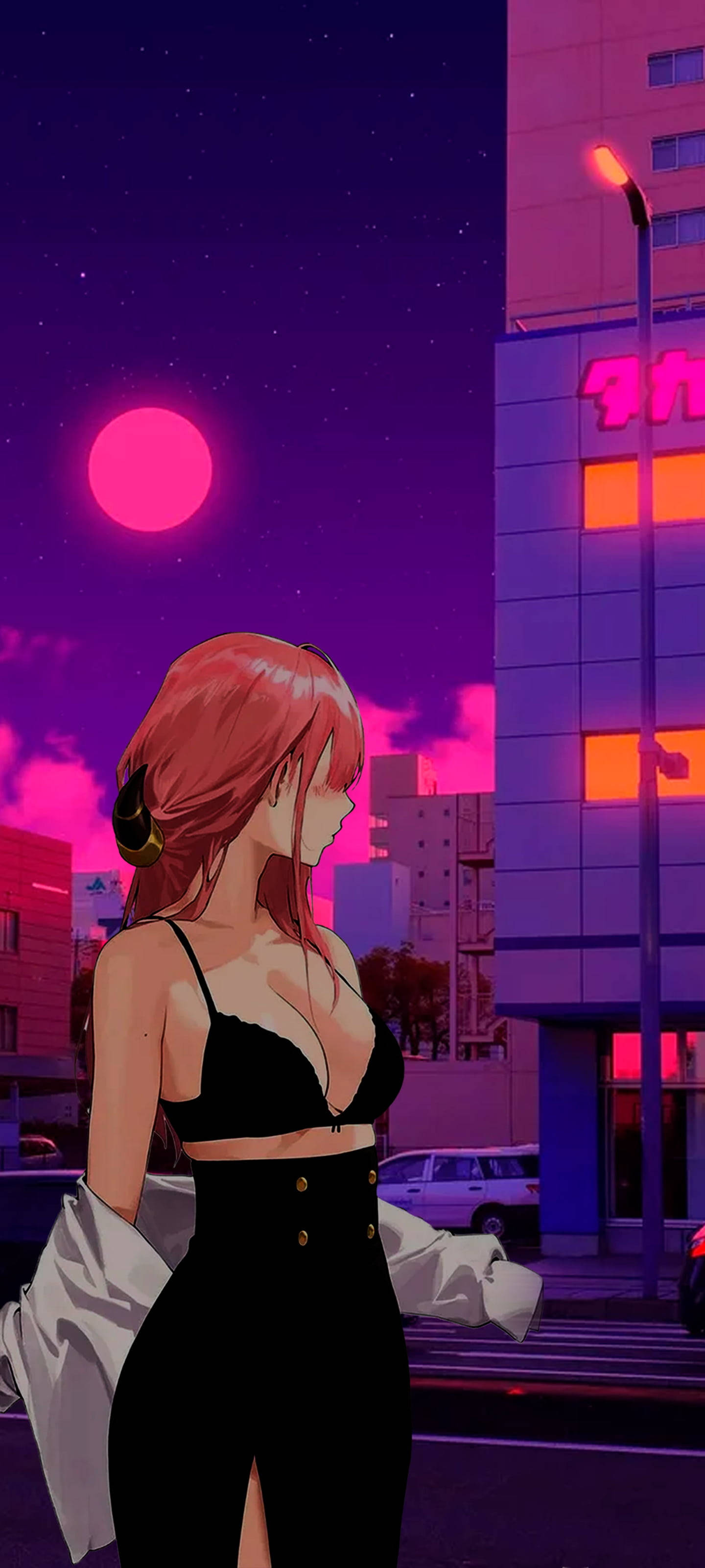 美学性感动漫少女洋红 壁纸