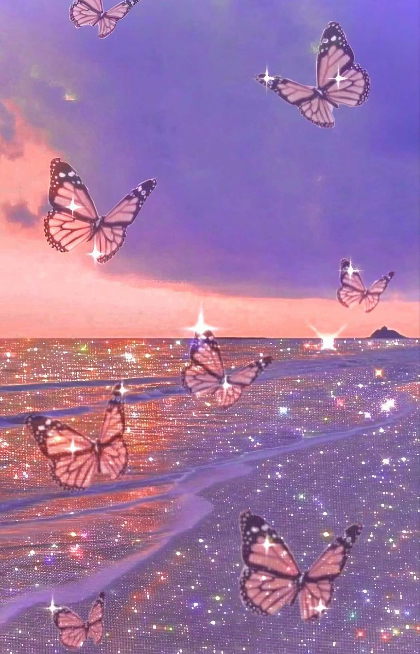 美学魅力：精致蝴蝶背景 壁纸